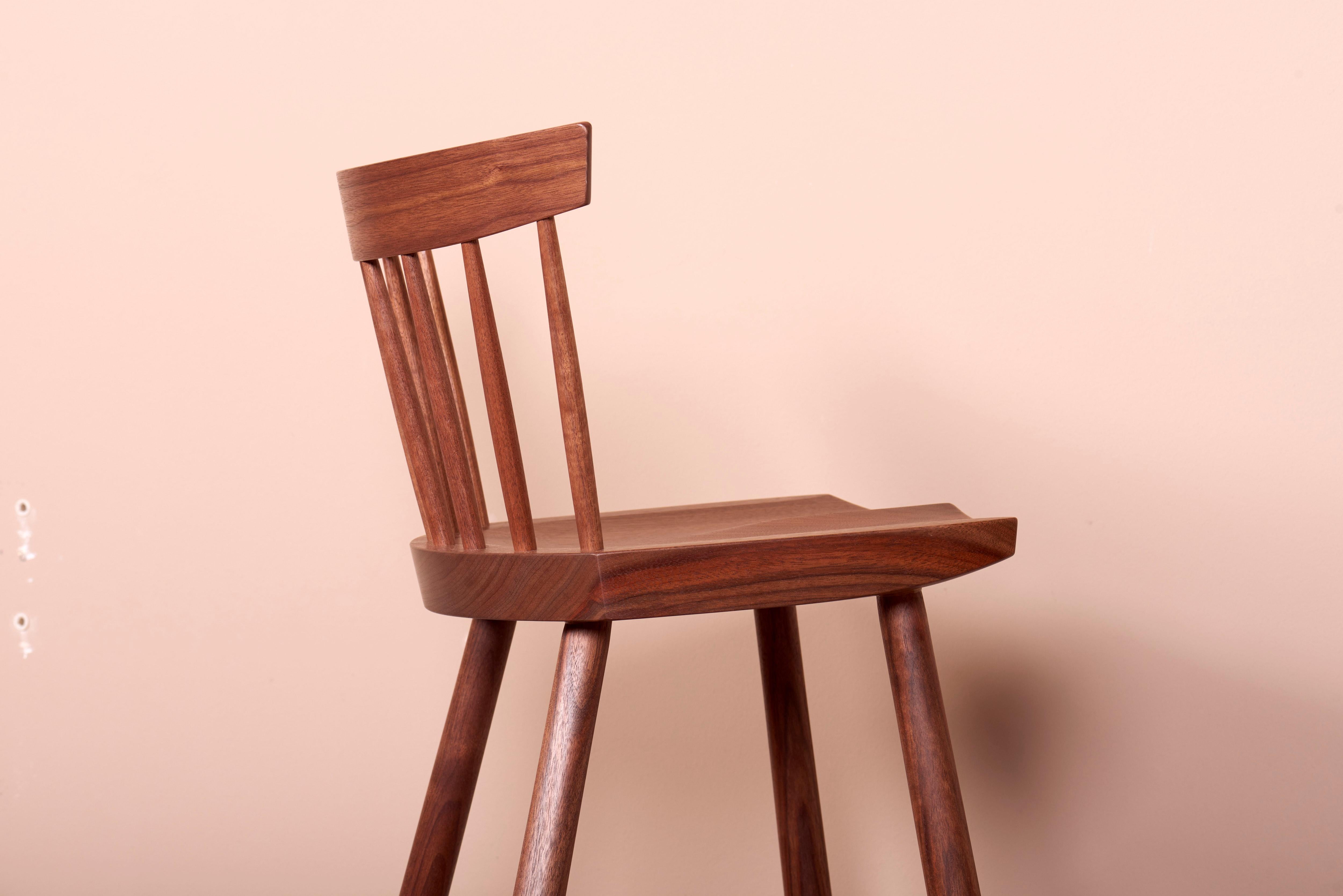 Set of four George Nakashima Studio, 4 Legged High Chairs, US, 2022 8