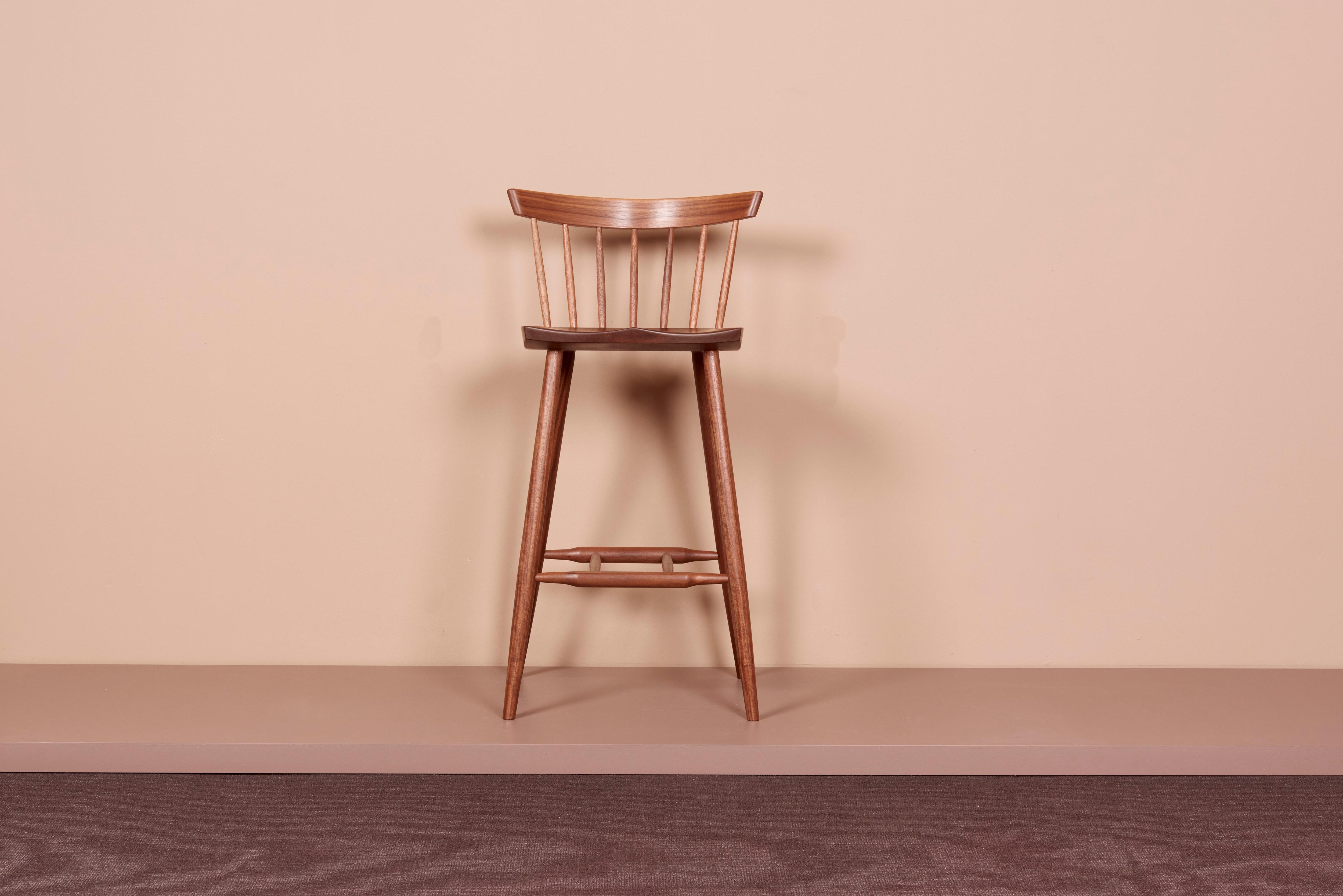 Set of four George Nakashima Studio, 4 Legged High Chairs, US, 2021 signed.