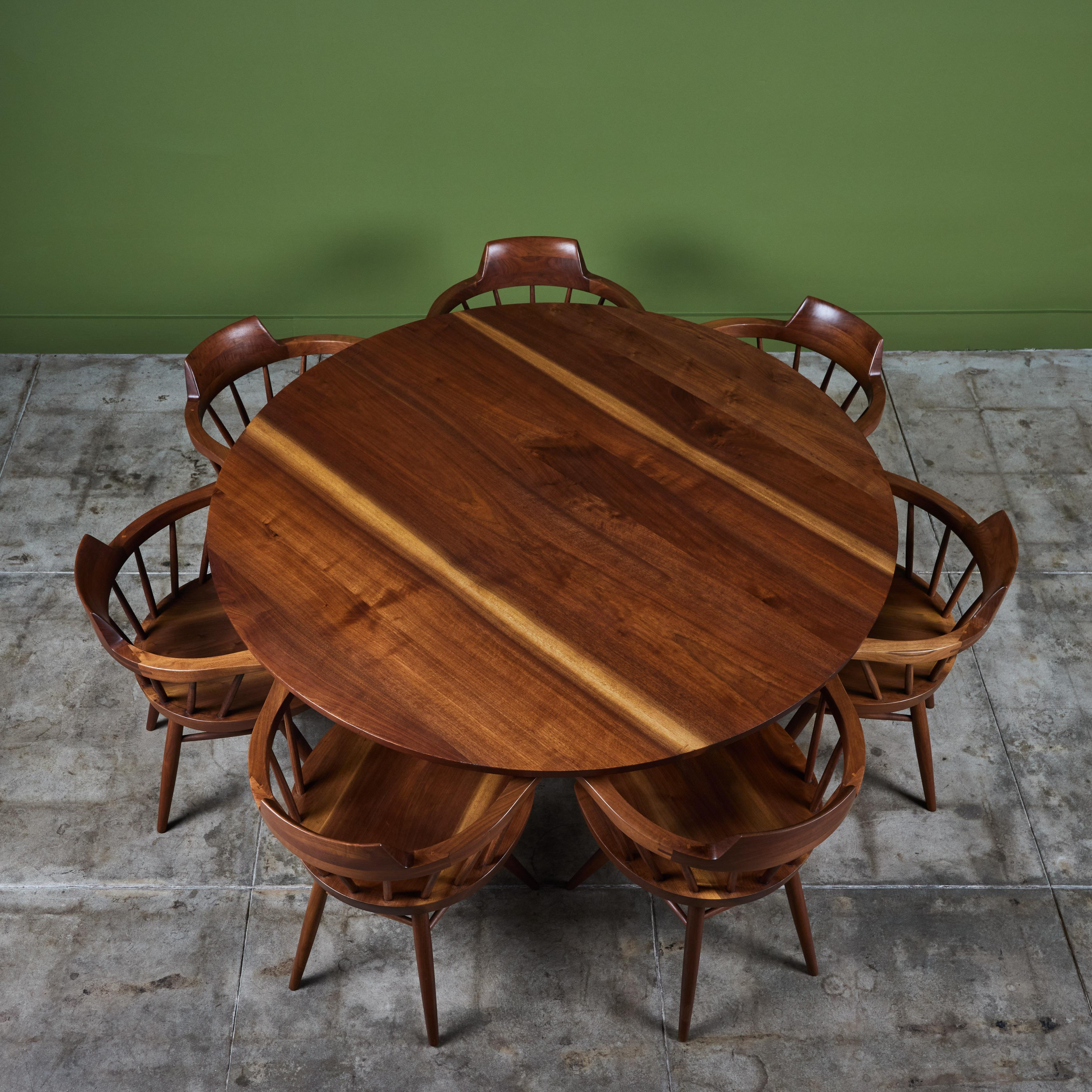 Mid-Century Modern George Nakashima Studio Black Walnut Dining Set For Sale