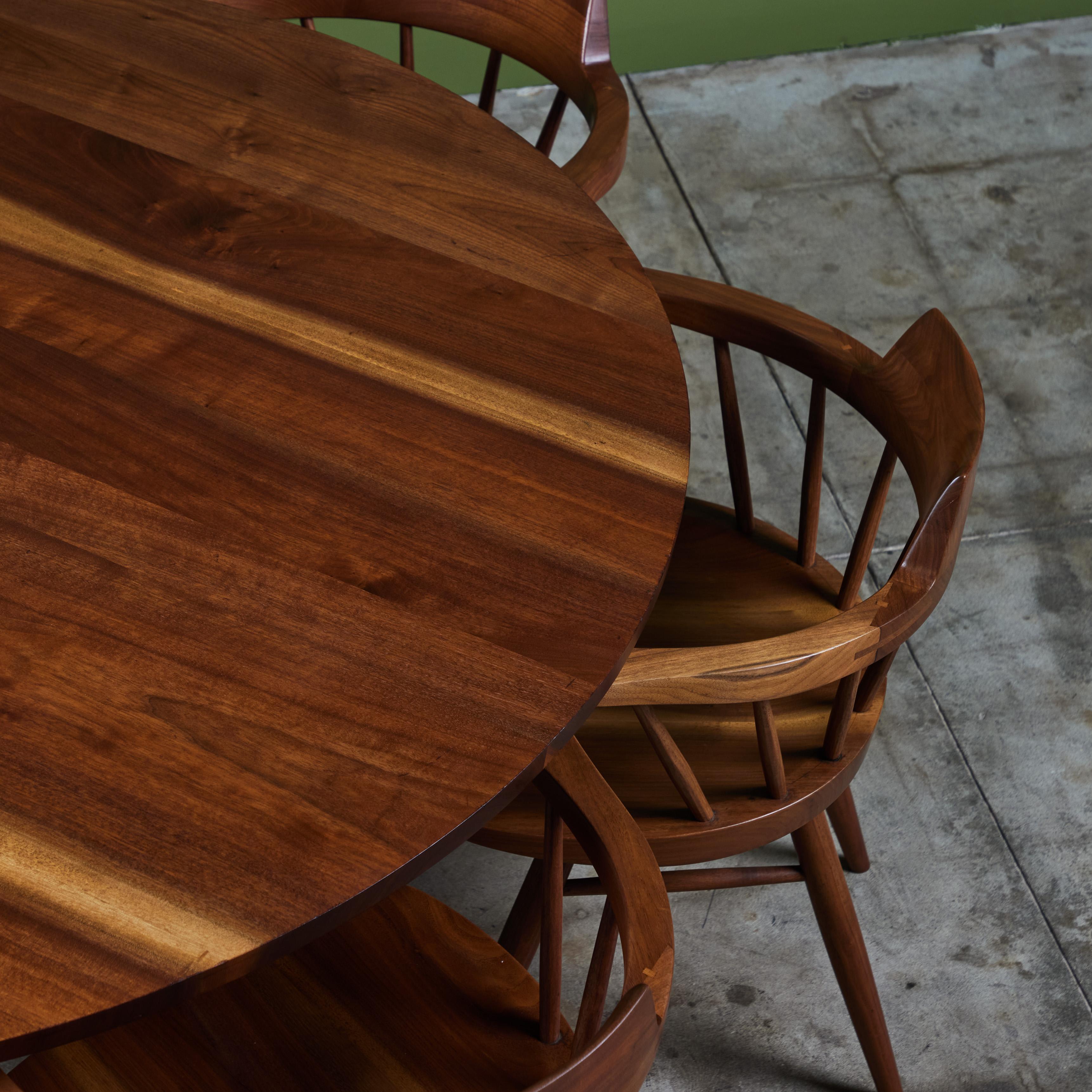 Mid-Century Modern George Nakashima Studio Black Walnut Dining Set For Sale