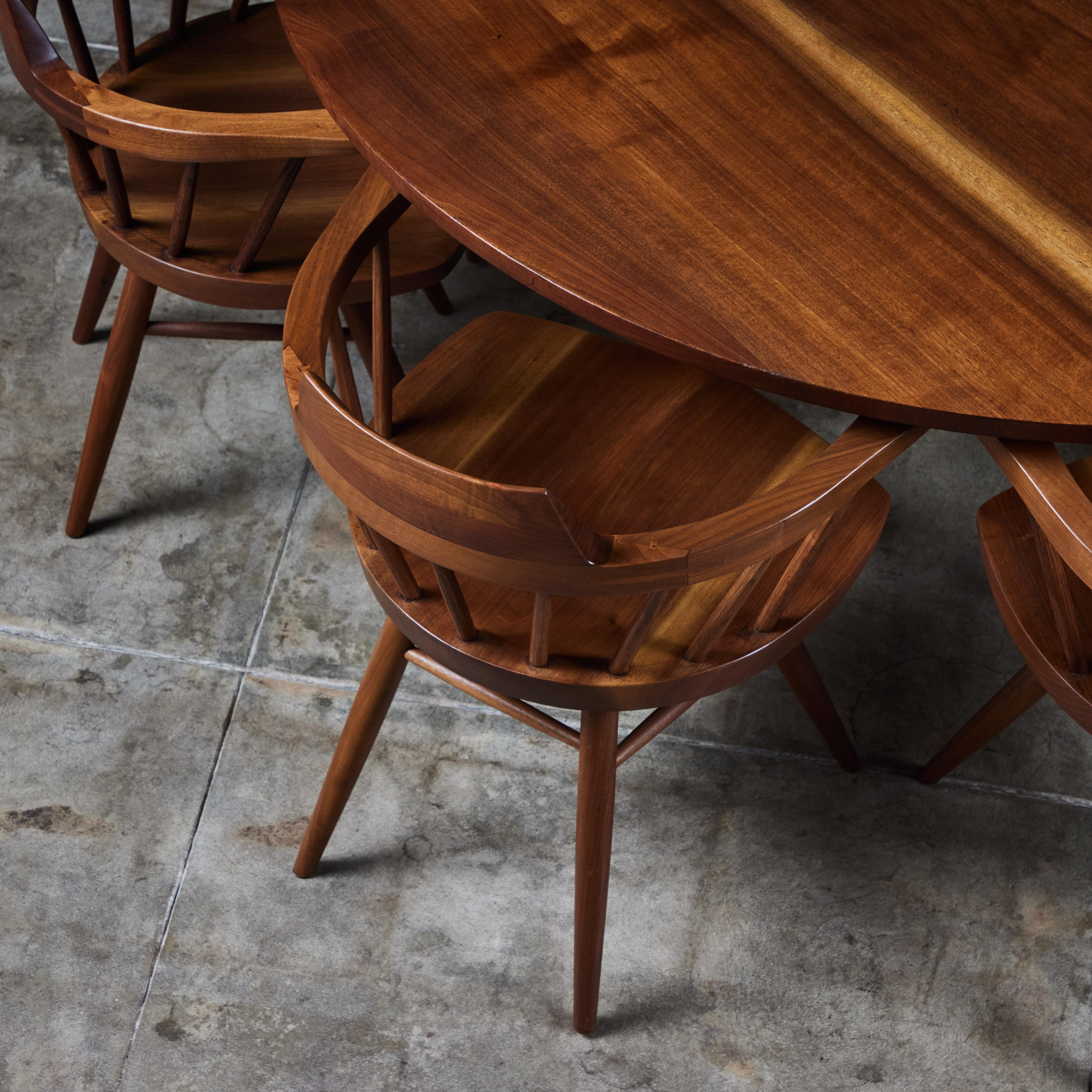 George Nakashima Studio Black Walnut Dining Set In Good Condition For Sale In Los Angeles, CA