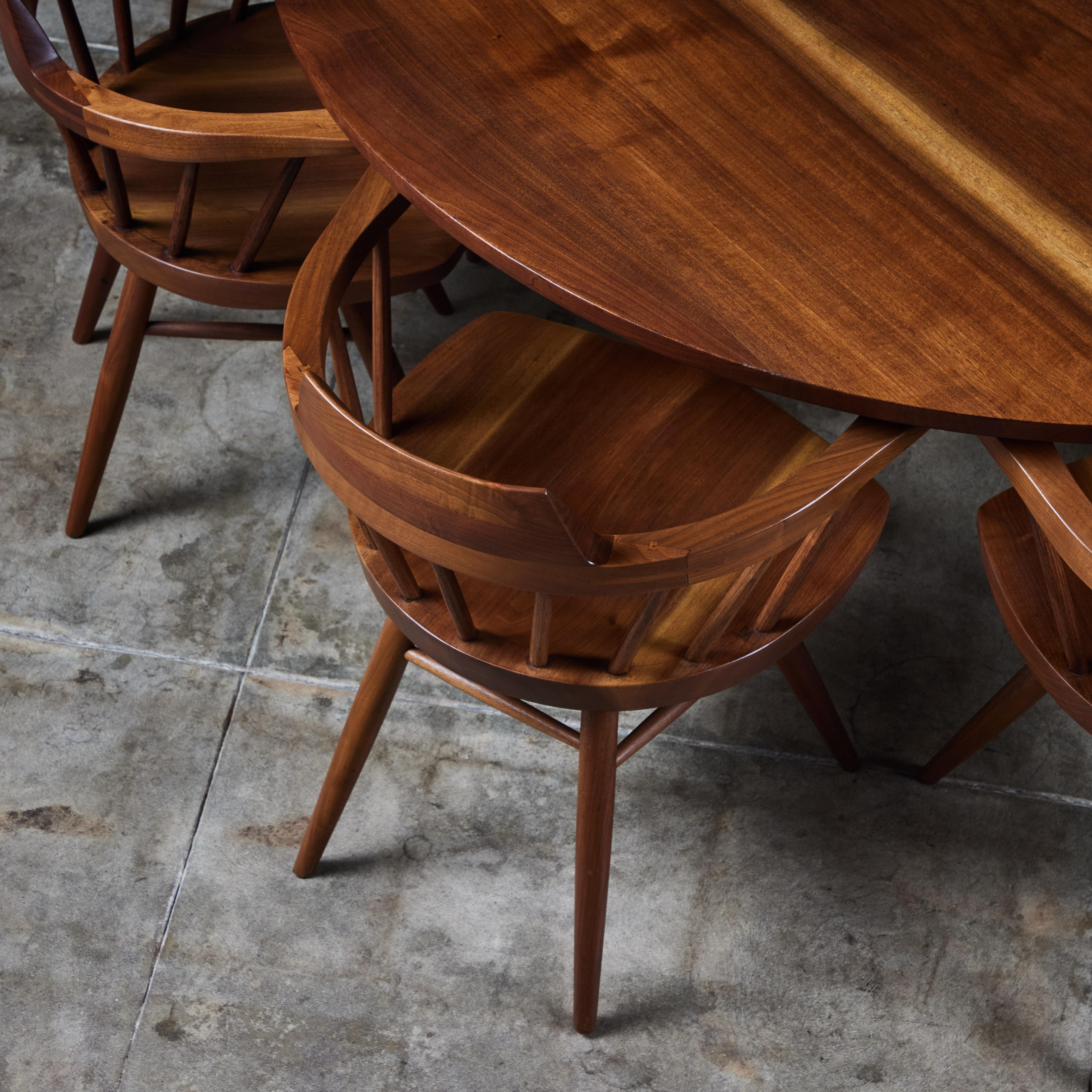 American George Nakashima Studio Black Walnut Dining Set