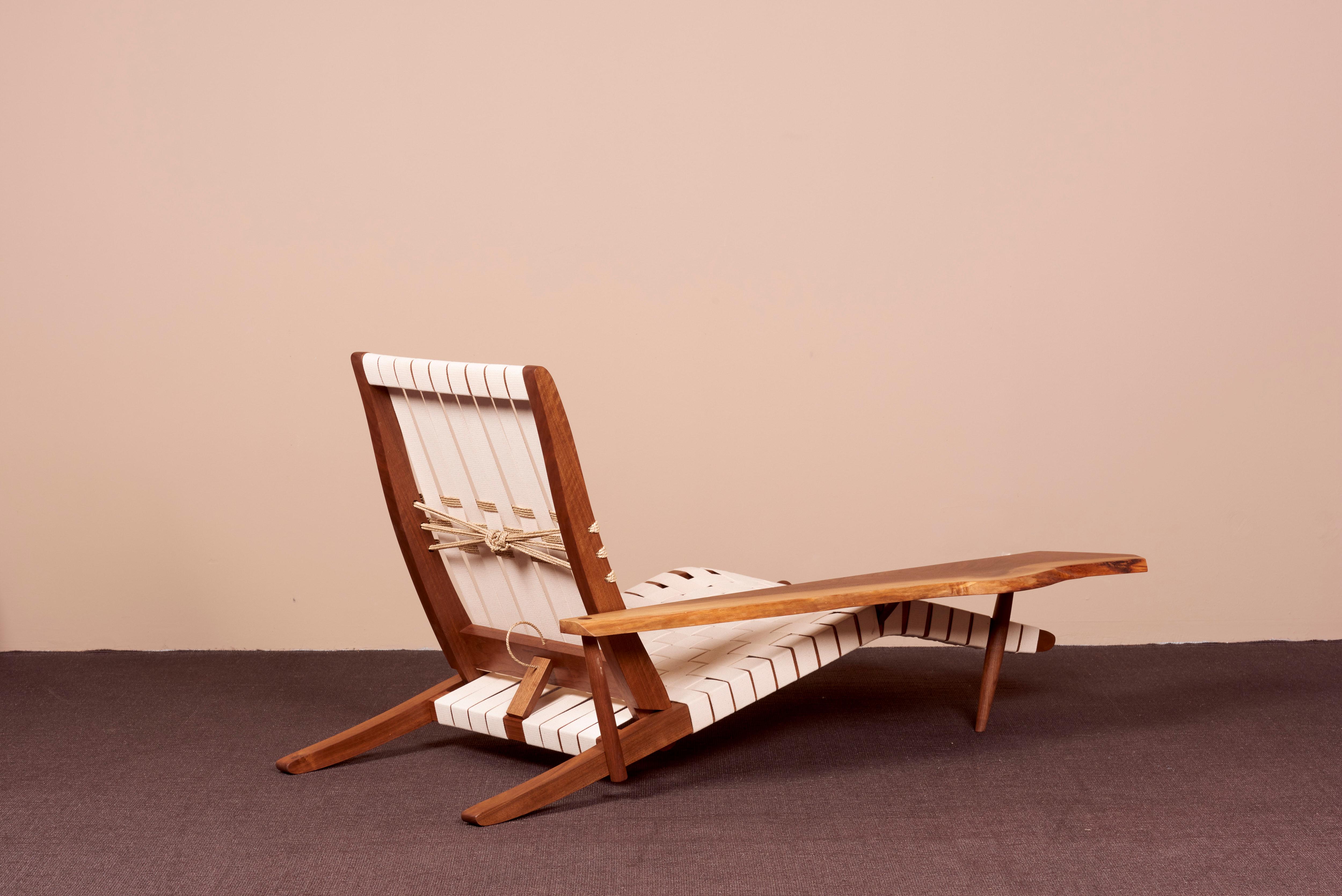 Mira Nakashima Chaise Lounge or Long Chair after a design by George Nakashima  For Sale 11