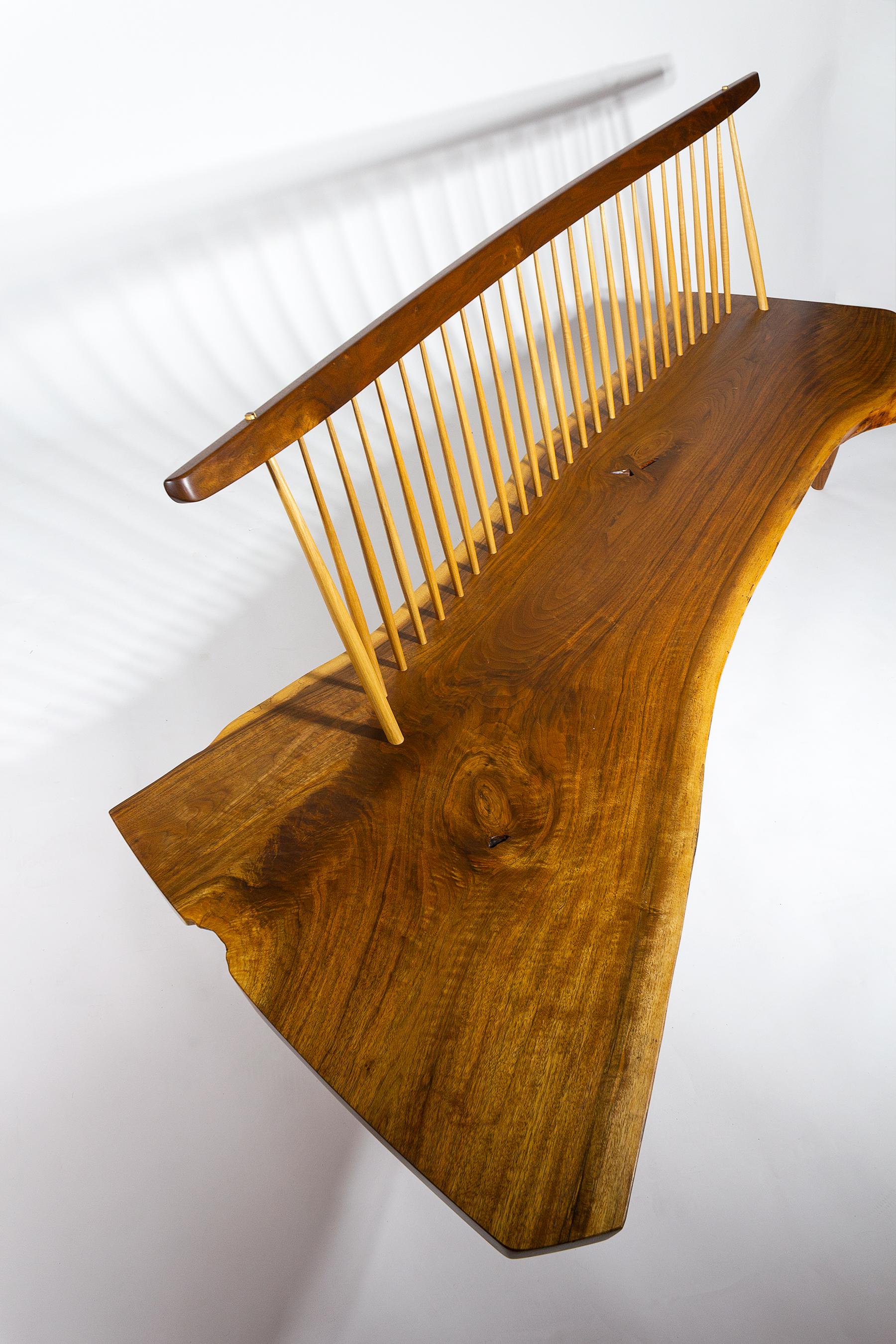 Mid-Century Modern Mira Nakashima Conoid Bench in Black Walnut, 2001