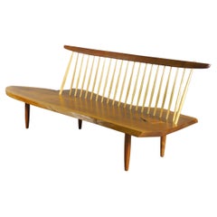 Mira Nakashima Studio Conoid Bench in Walnut and Hickory, Mira Nakashima 1995