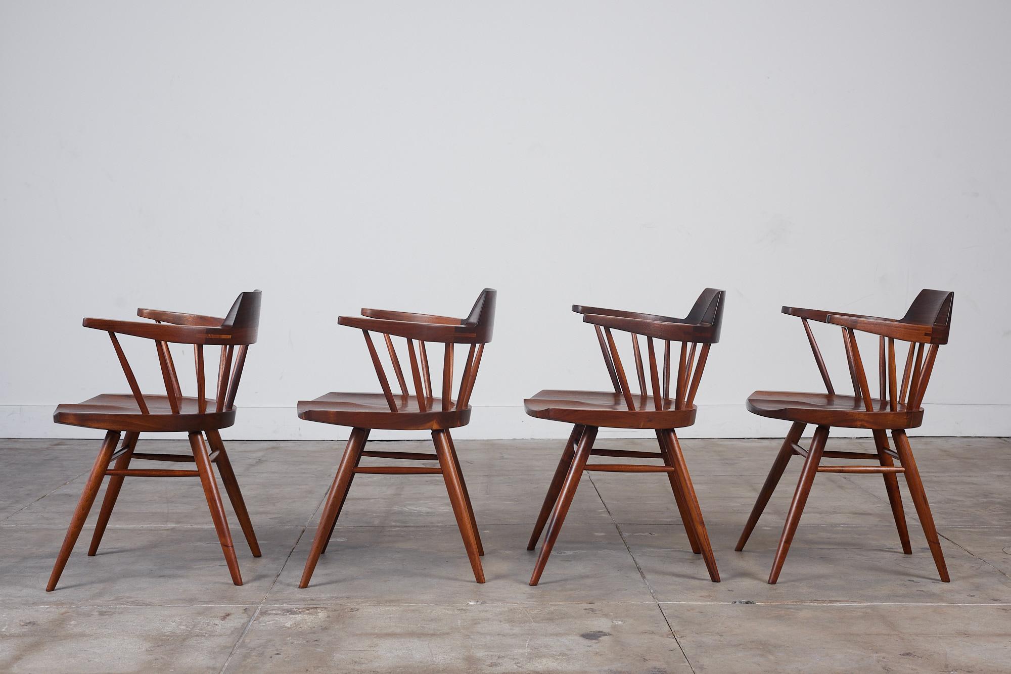 George Nakashima Studio Dining Set featuring Black Walnut Captain Chairs 8