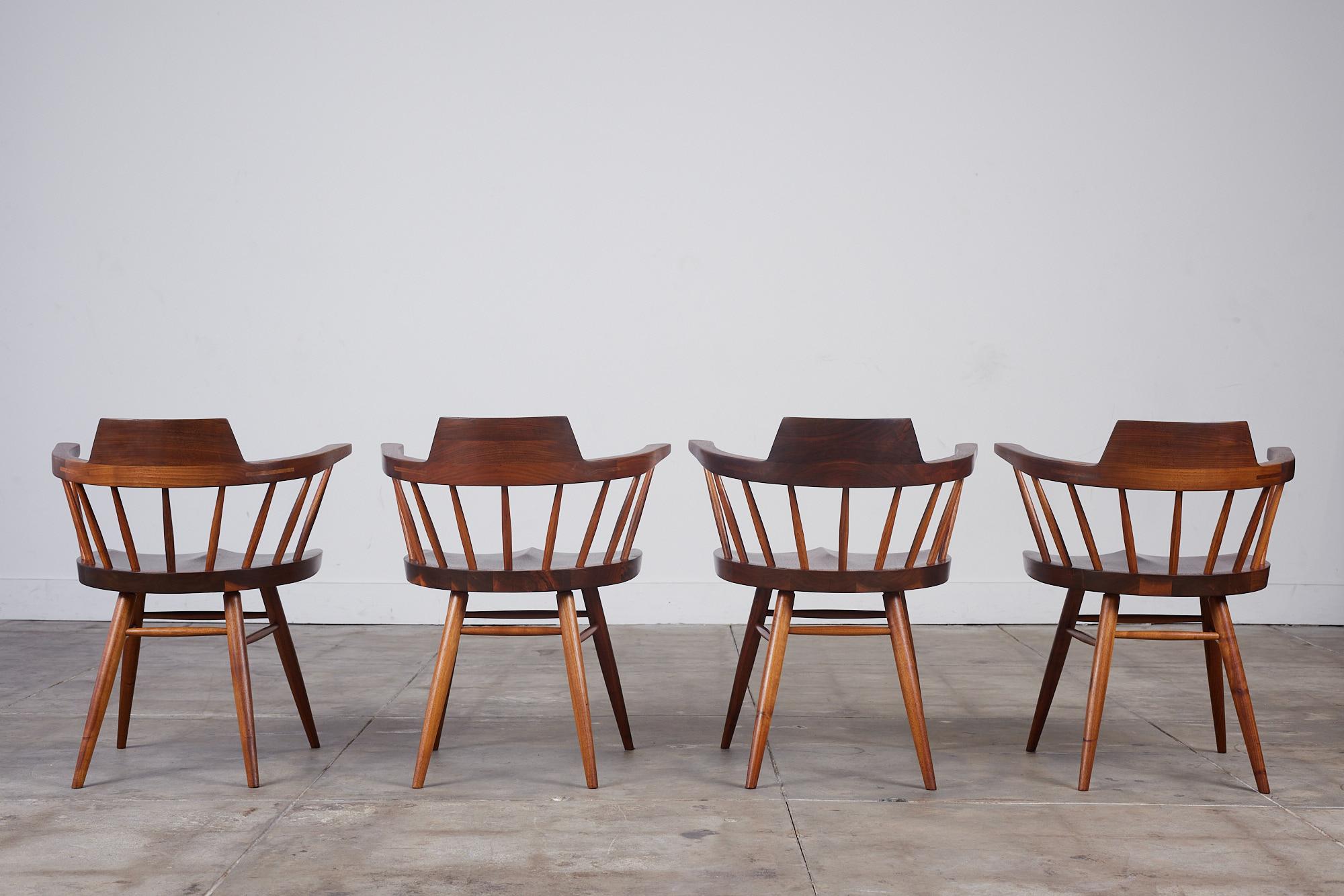 George Nakashima Studio Dining Set featuring Black Walnut Captain Chairs 10
