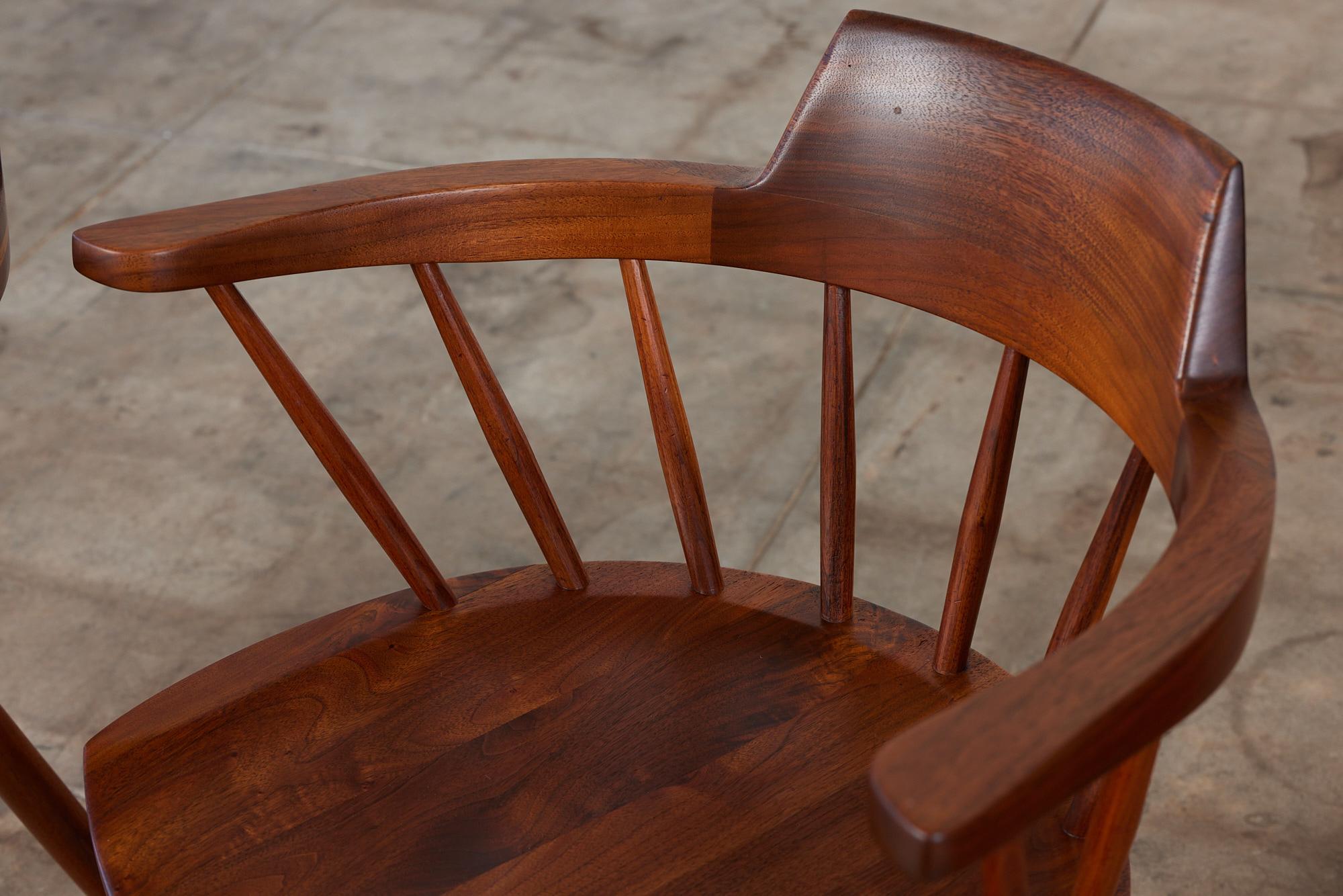 George Nakashima Studio Dining Set featuring Black Walnut Captain Chairs 11