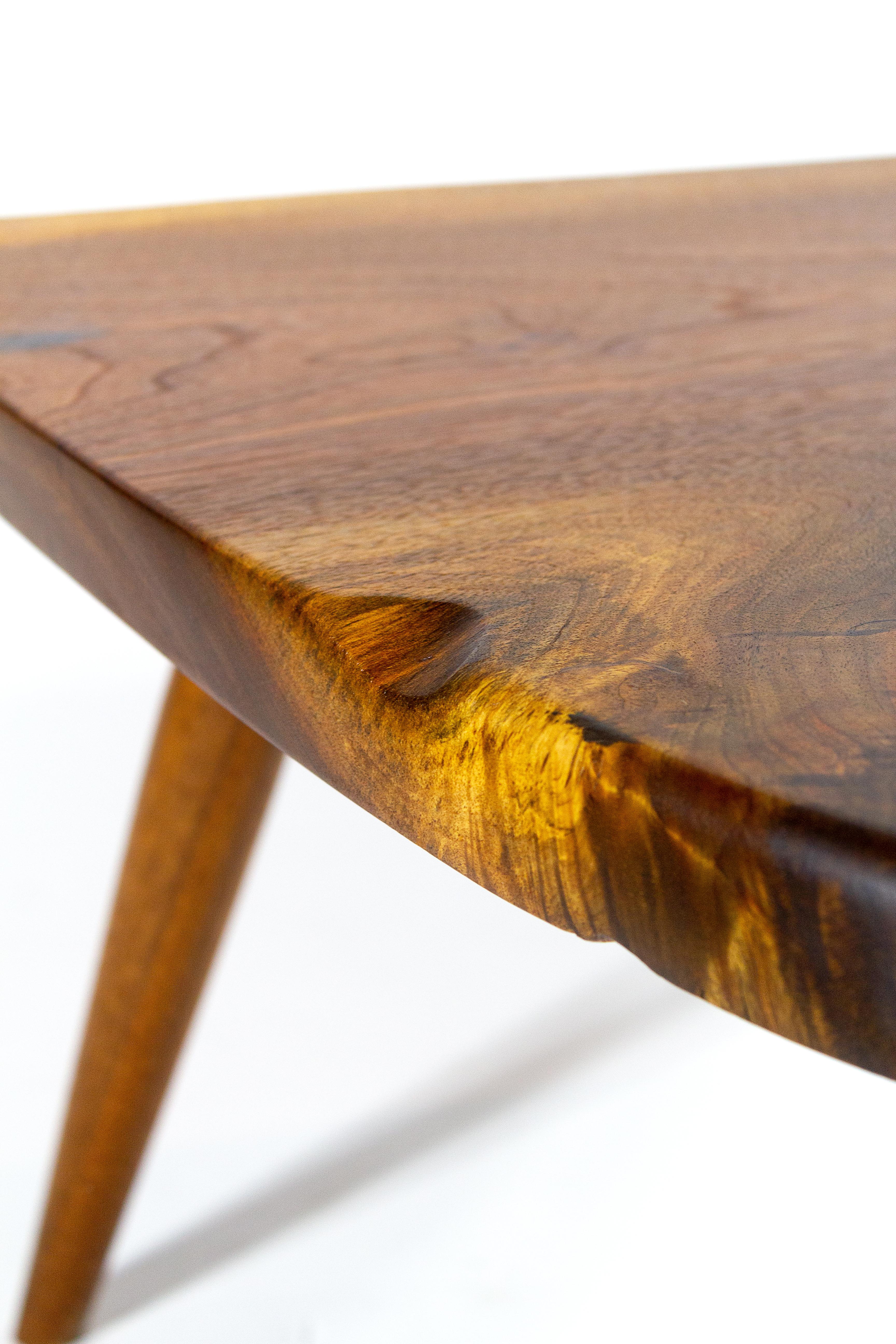 George Nakashima Studio Wepman Side Tables in Walnut Signed by Mira Nakashima  In Good Condition In Dallas, TX
