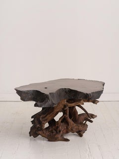 George Nakashima Style Live Edge Coffee Table with Root Base