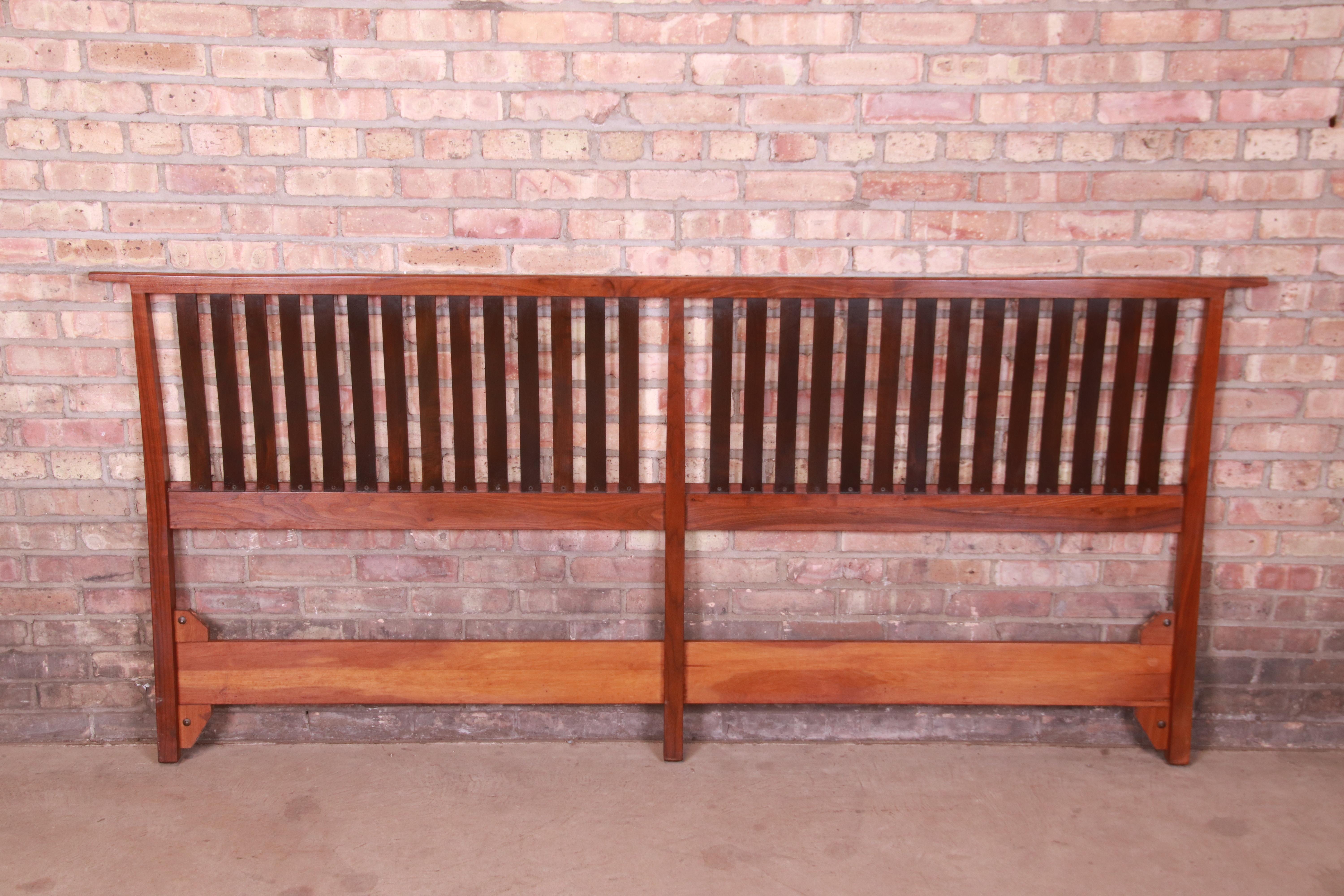 George Nakashima Style Mid-Century Modern Sculpted Walnut King Size Headboard 6