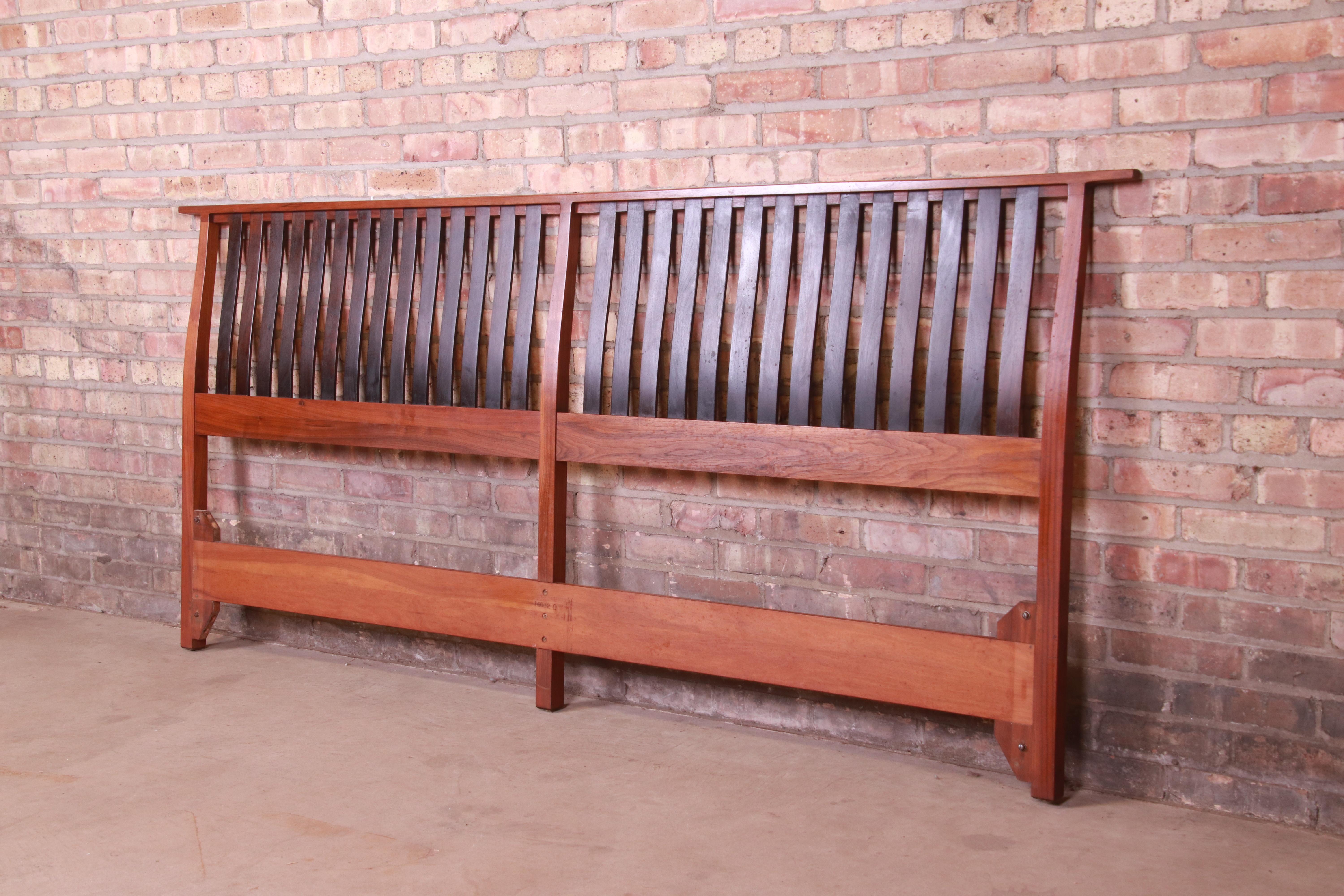 20th Century George Nakashima Style Mid-Century Modern Sculpted Walnut King Size Headboard