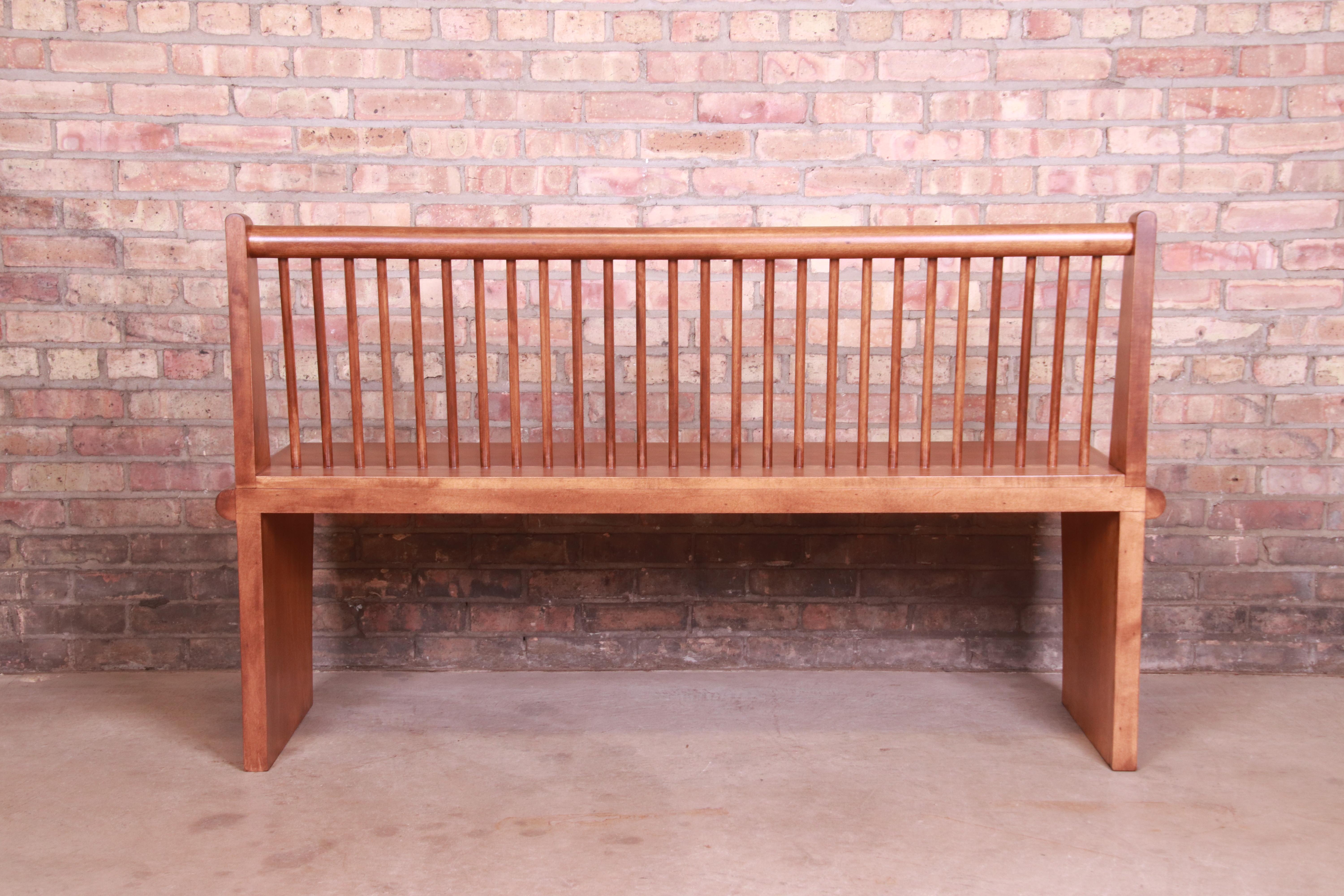 Mid-Century Modern Spindle Back Bench, Newly Refinished 6