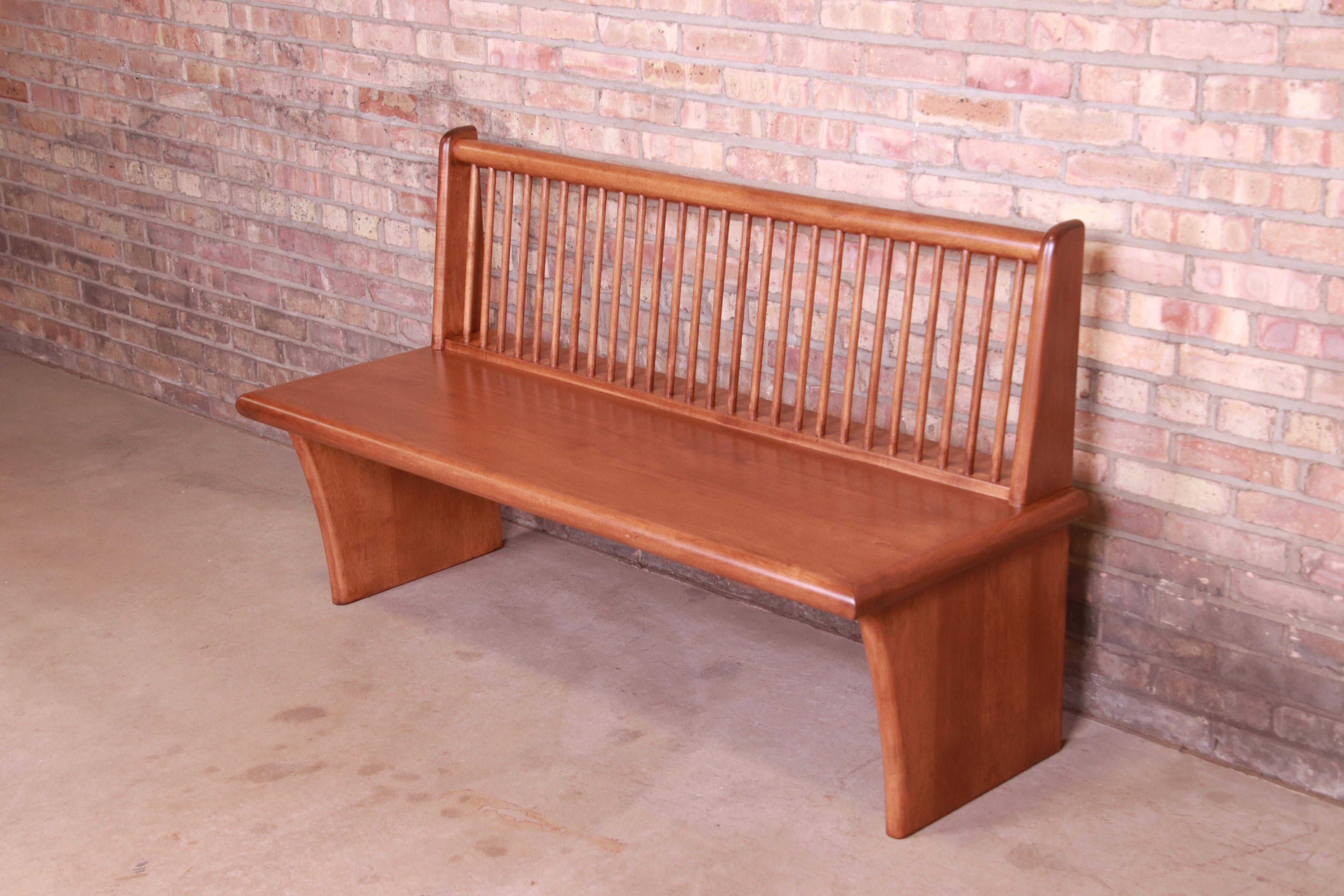 20th Century Mid-Century Modern Spindle Back Bench, Newly Refinished