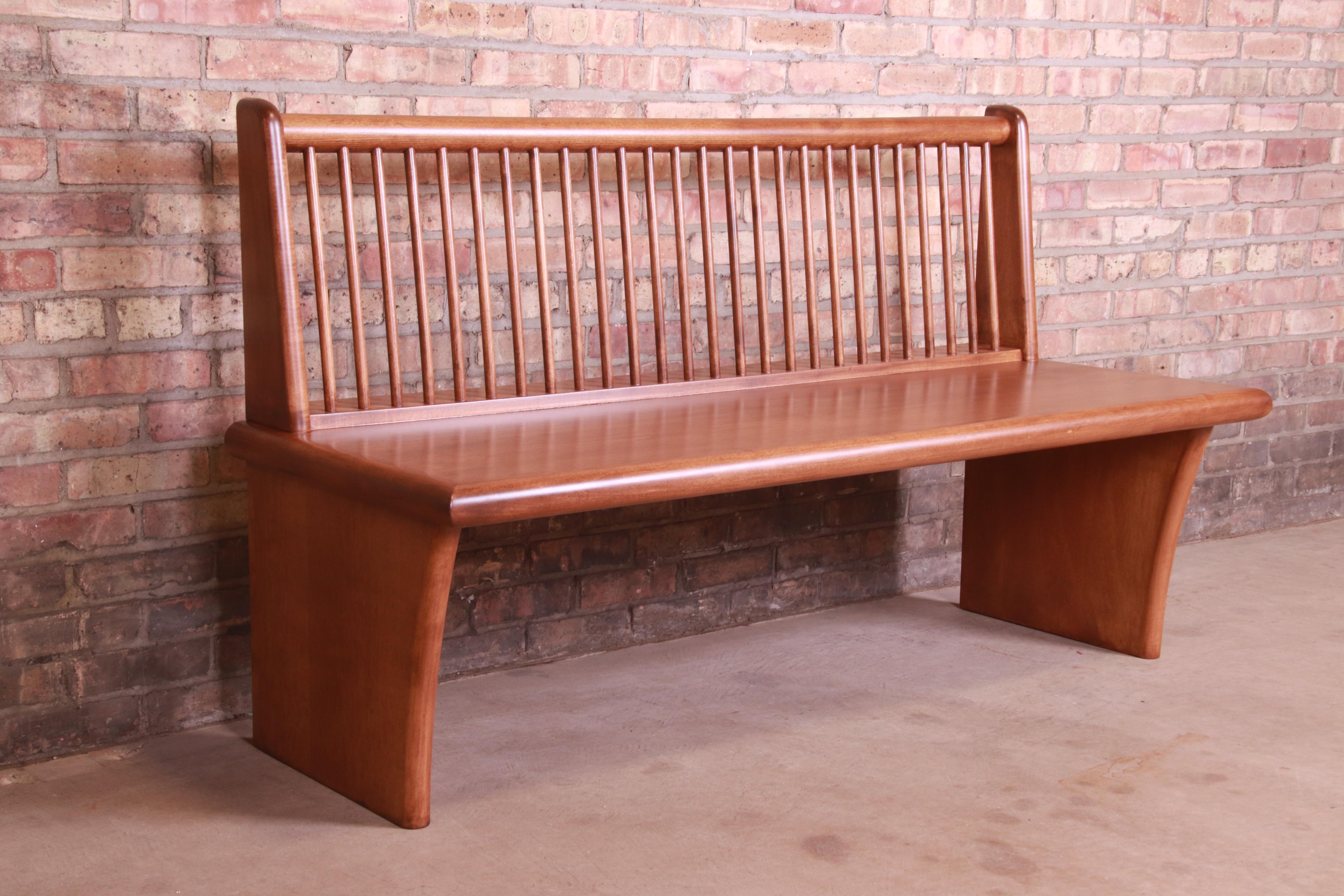 Mid-Century Modern Spindle Back Bench, Newly Refinished 1