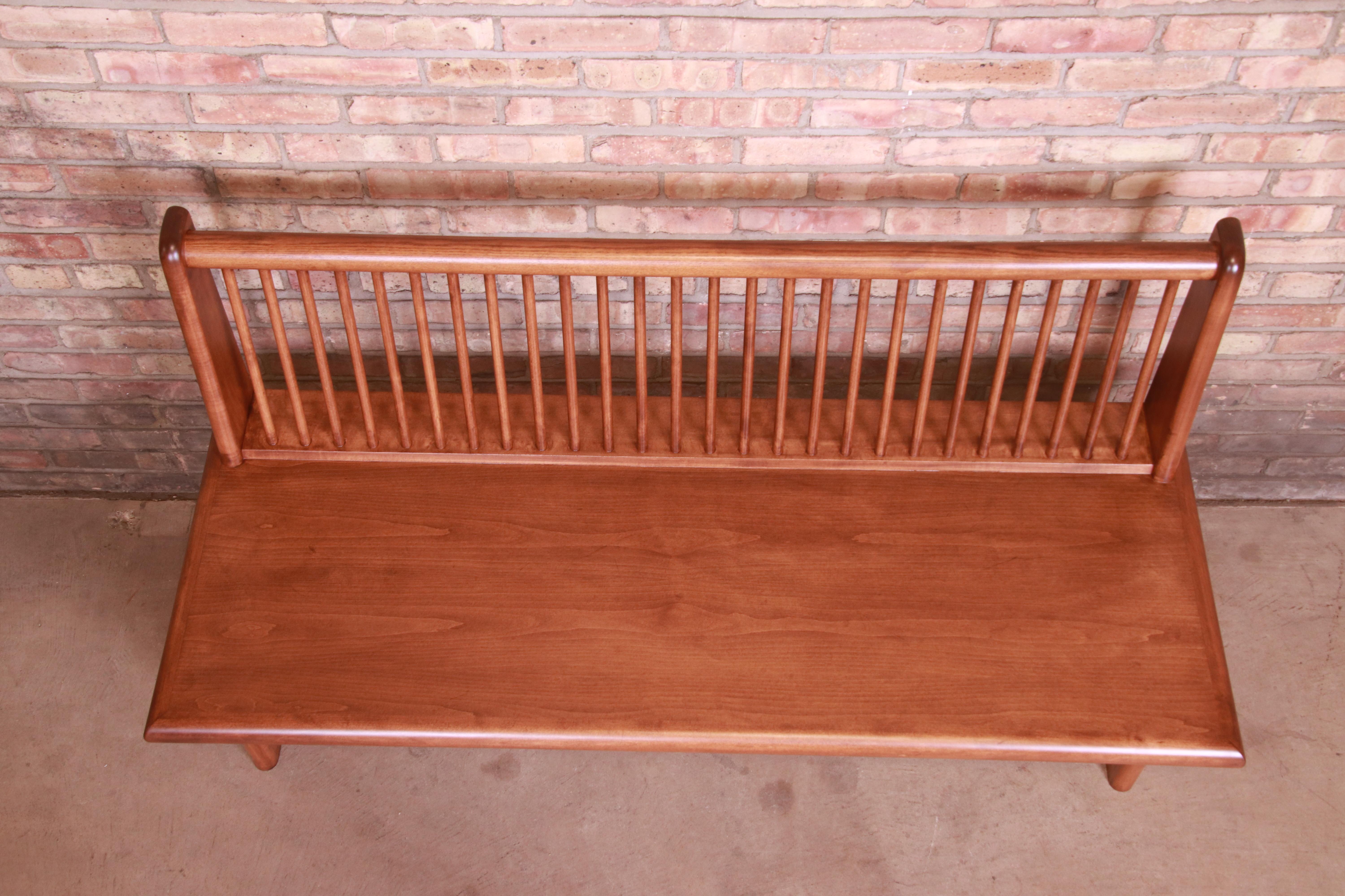 Mid-Century Modern Spindle Back Bench, Newly Refinished 4