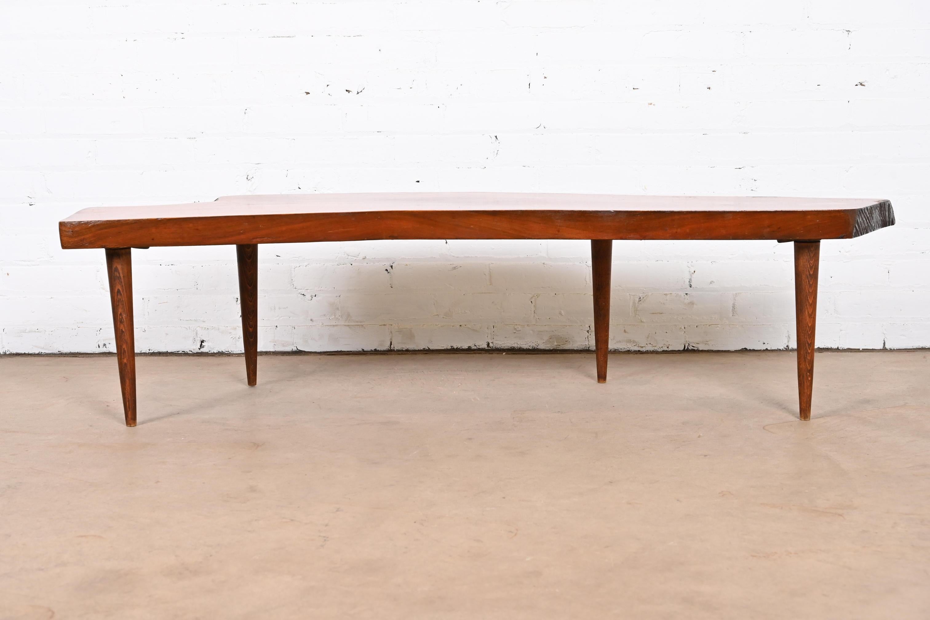 George Nakashima Style Organic Modern Freeform Walnut Slab Coffee Table 5