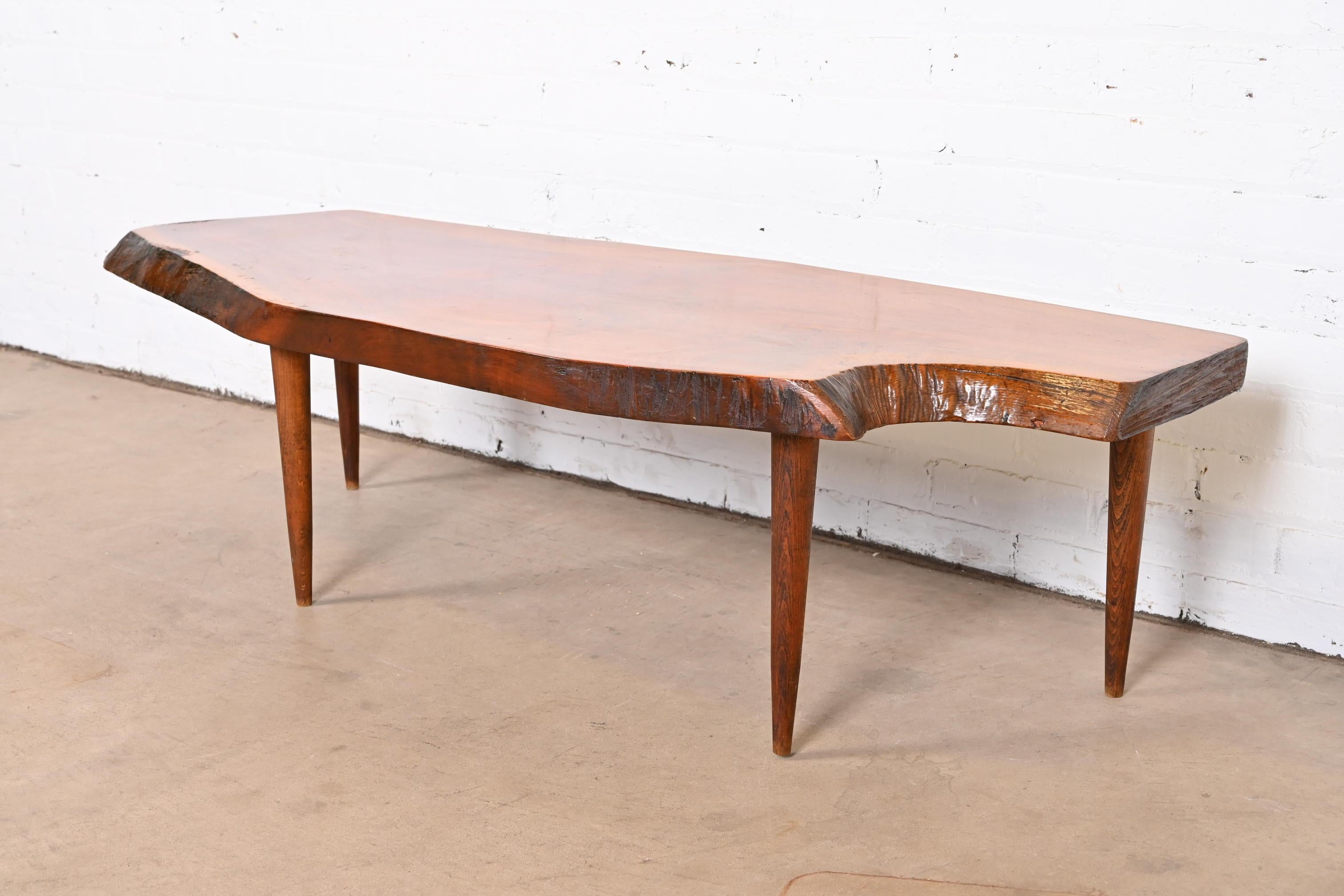 George Nakashima Style Organic Modern Freeform Walnut Slab Coffee Table 1