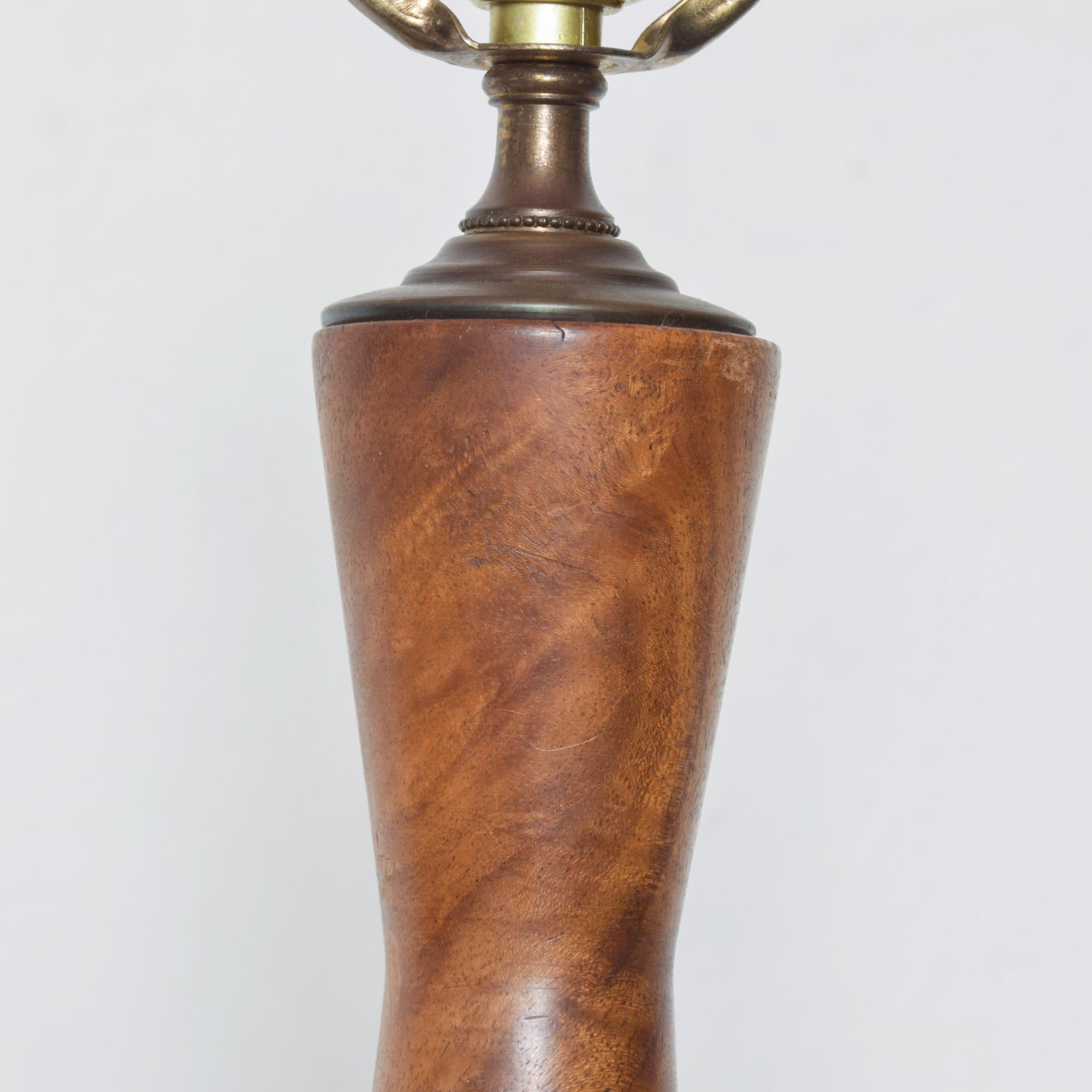 Mid-Century Modern George Nakashima Style Simple Exotic Burlwood Lamp Pair from California 1970s