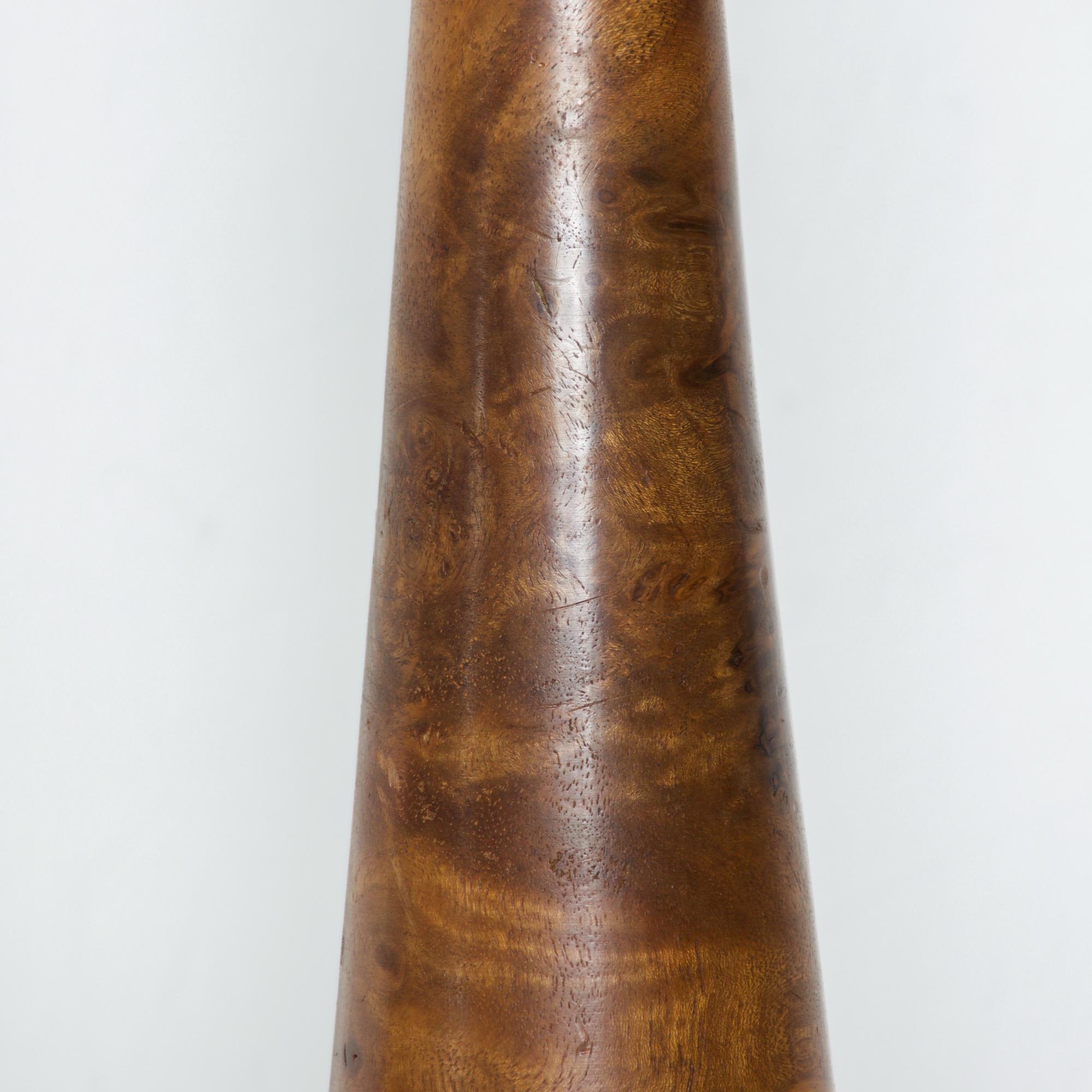 American George Nakashima Style Simple Exotic Burlwood Lamp Pair from California 1970s