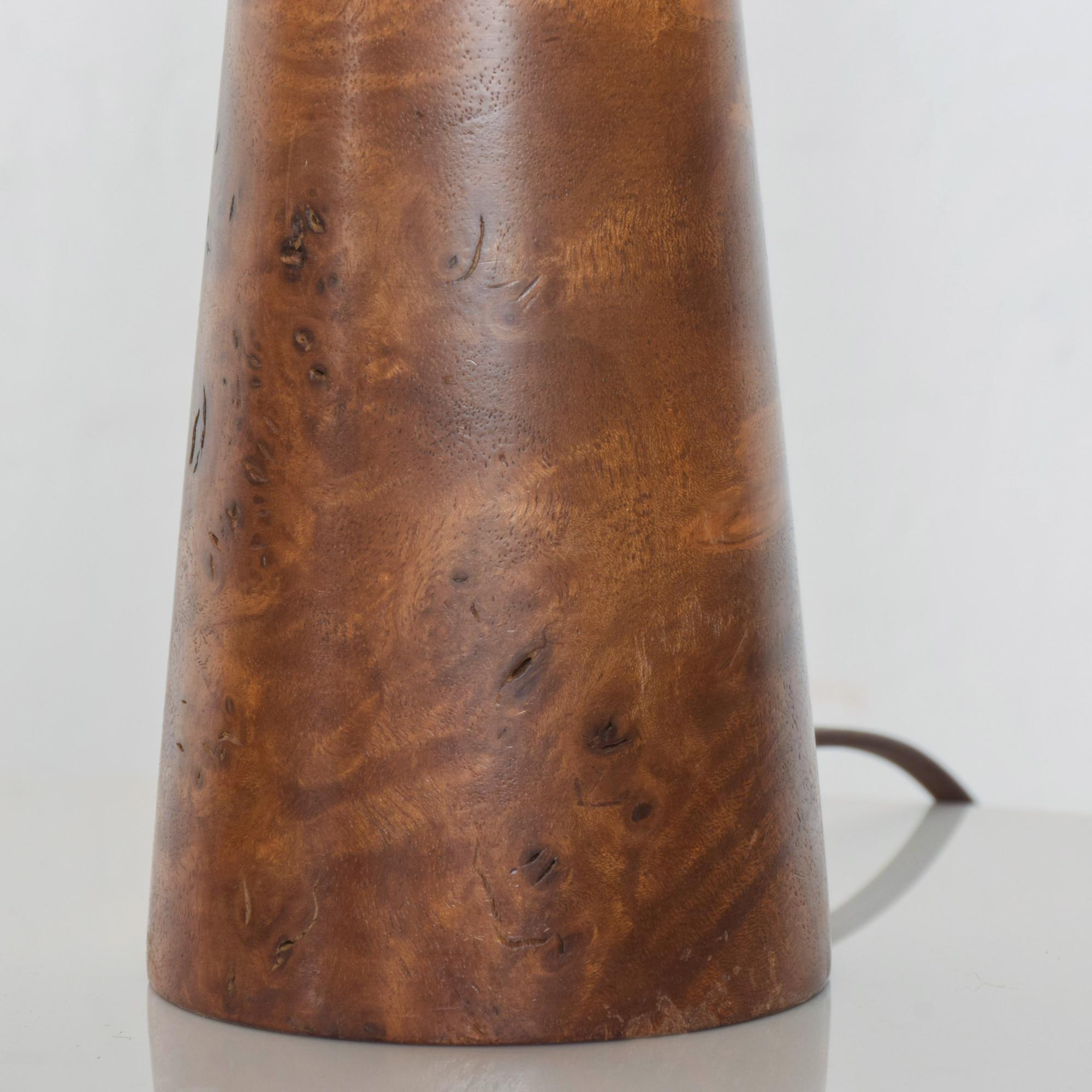 George Nakashima Style Simple Exotic Burlwood Lamp Pair from California 1970s In Good Condition In Chula Vista, CA