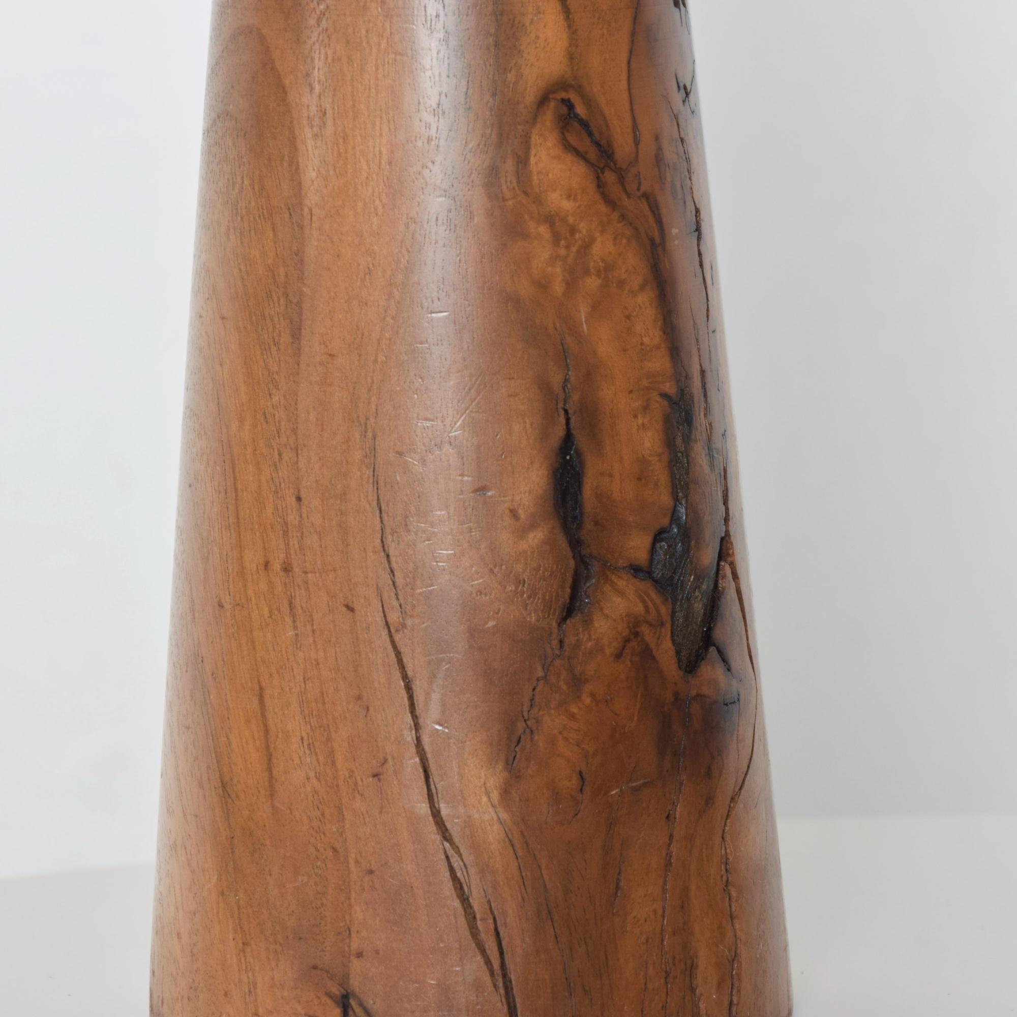 Late 20th Century George Nakashima Style Simple Exotic Burlwood Lamp Pair from California 1970s