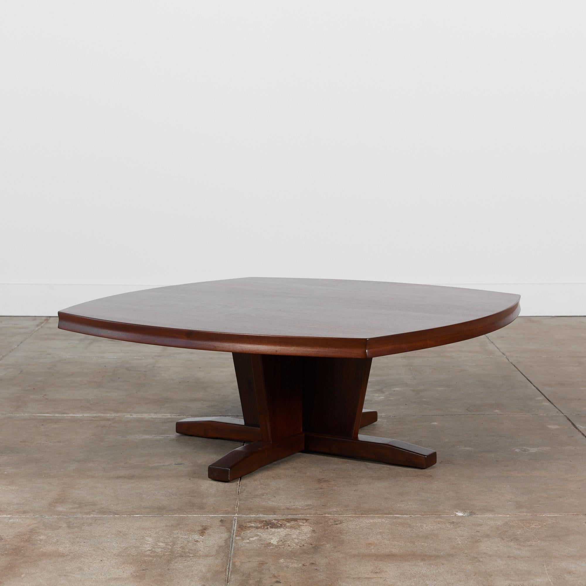 Mid-Century Modern George Nakashima Style Square Walnut Coffee Table