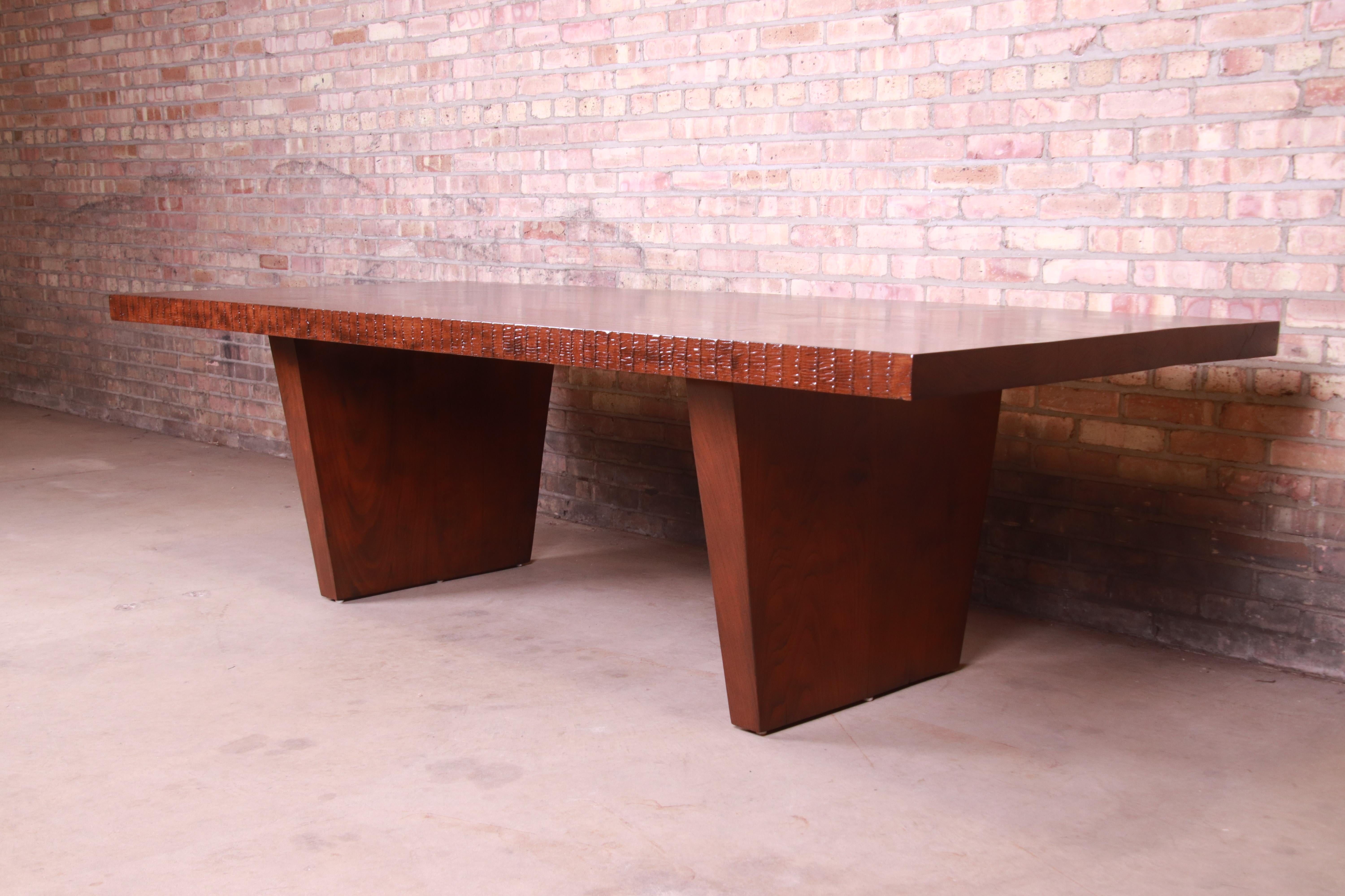 Organic Modern George Nakashima Style Studio Craft Solid Walnut Dining Table or Executive Desk
