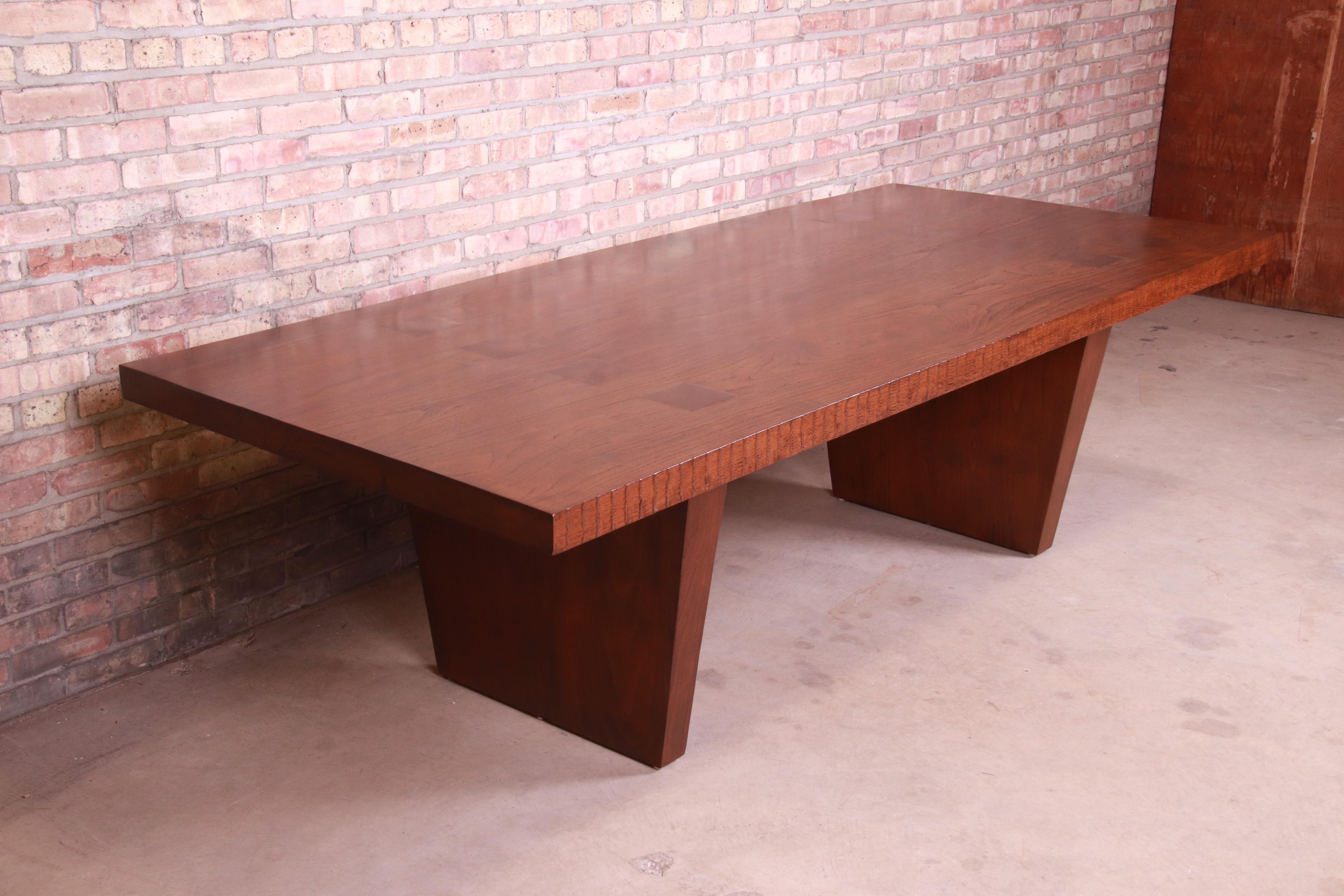 American George Nakashima Style Studio Craft Solid Walnut Dining Table or Executive Desk