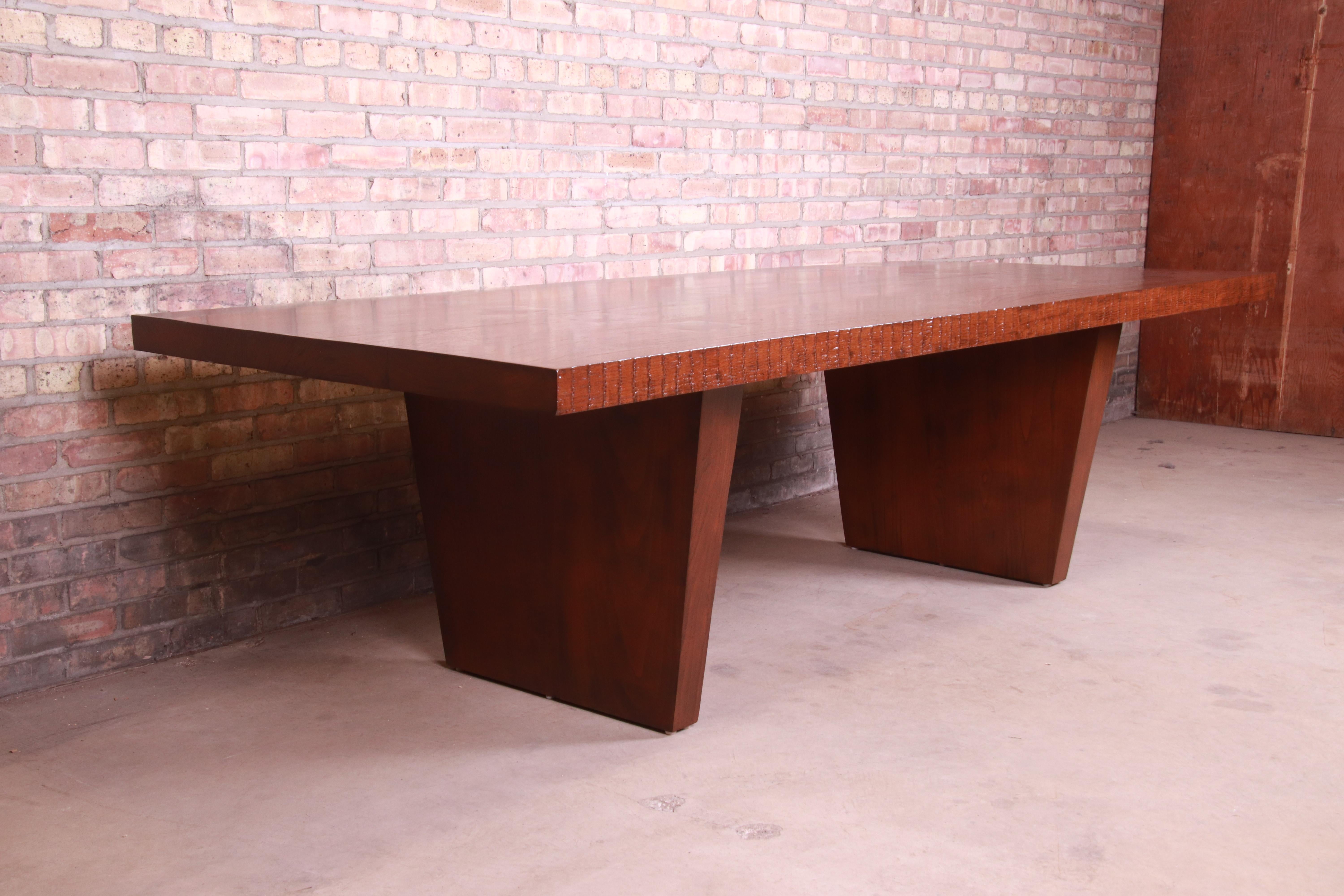 George Nakashima Style Studio Craft Solid Walnut Dining Table or Executive Desk In Good Condition In South Bend, IN