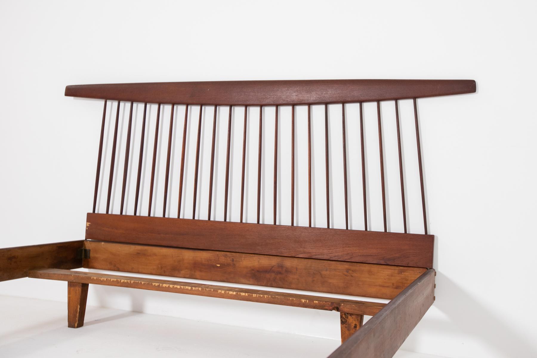 George Nakashima Style Wooden Bed in Original Condition, 1950s 5