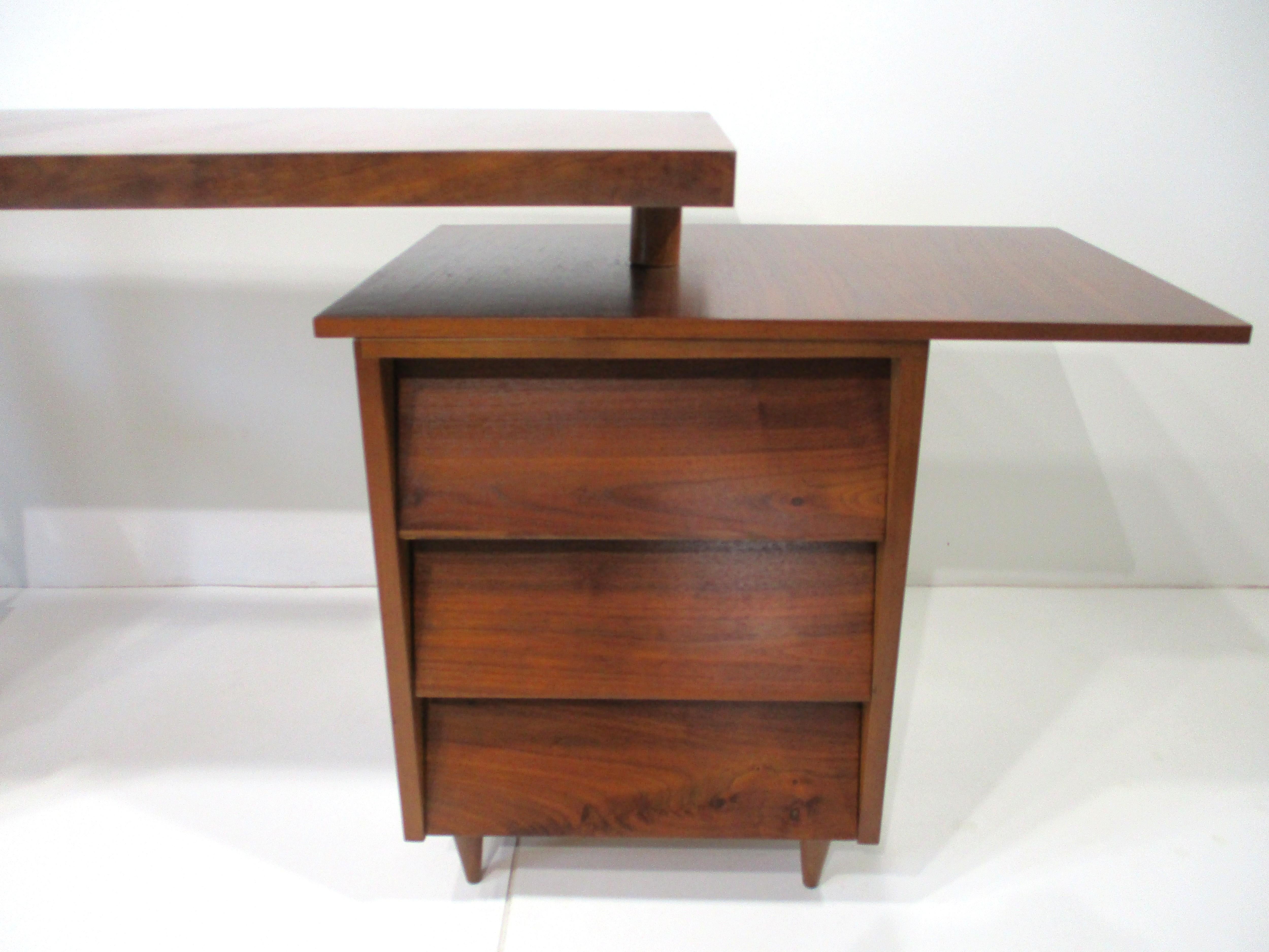 George Nakashima Styled Walnut Mid Century Swivel Desk 4