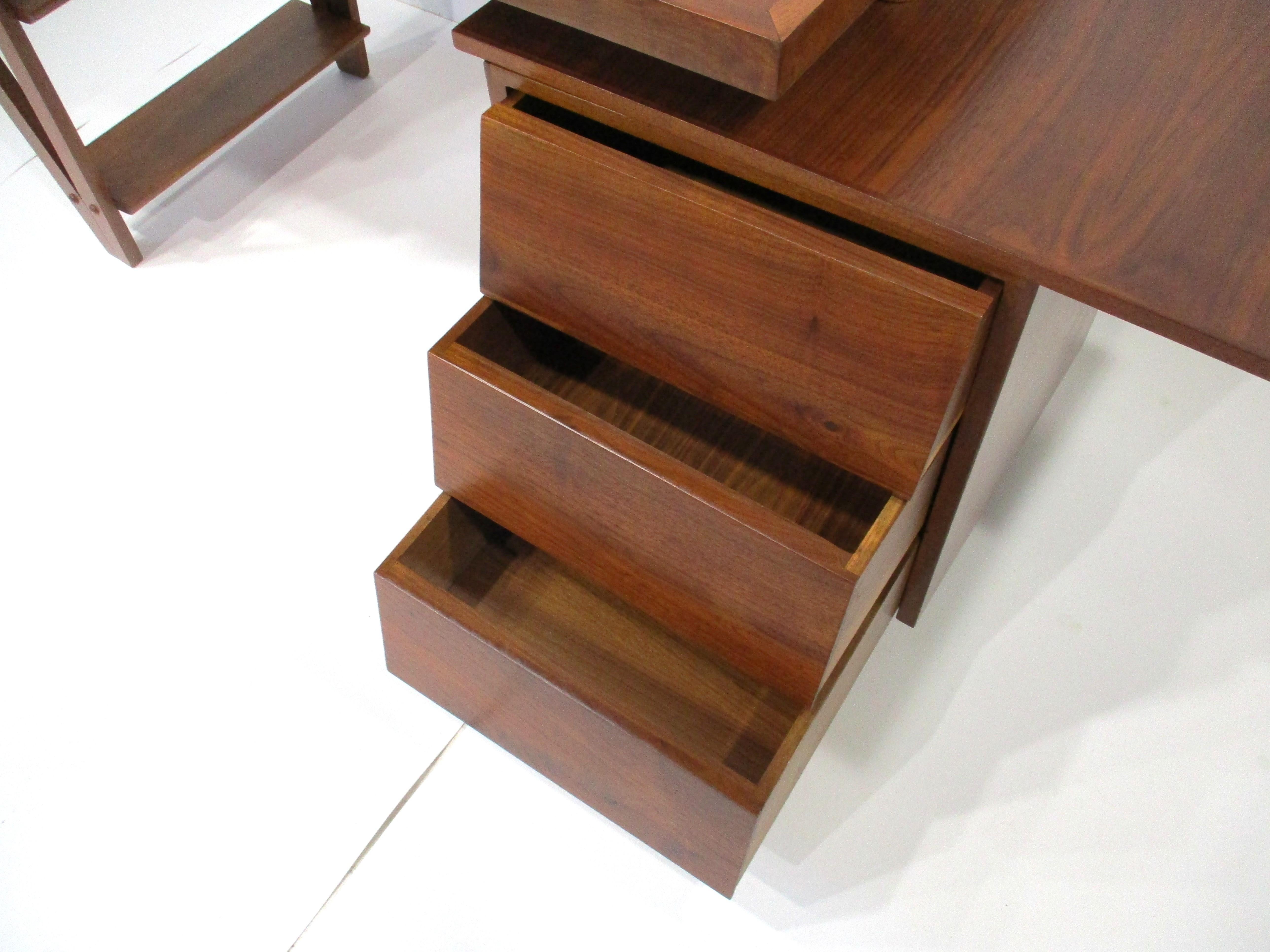 George Nakashima Styled Walnut Mid Century Swivel Desk 5