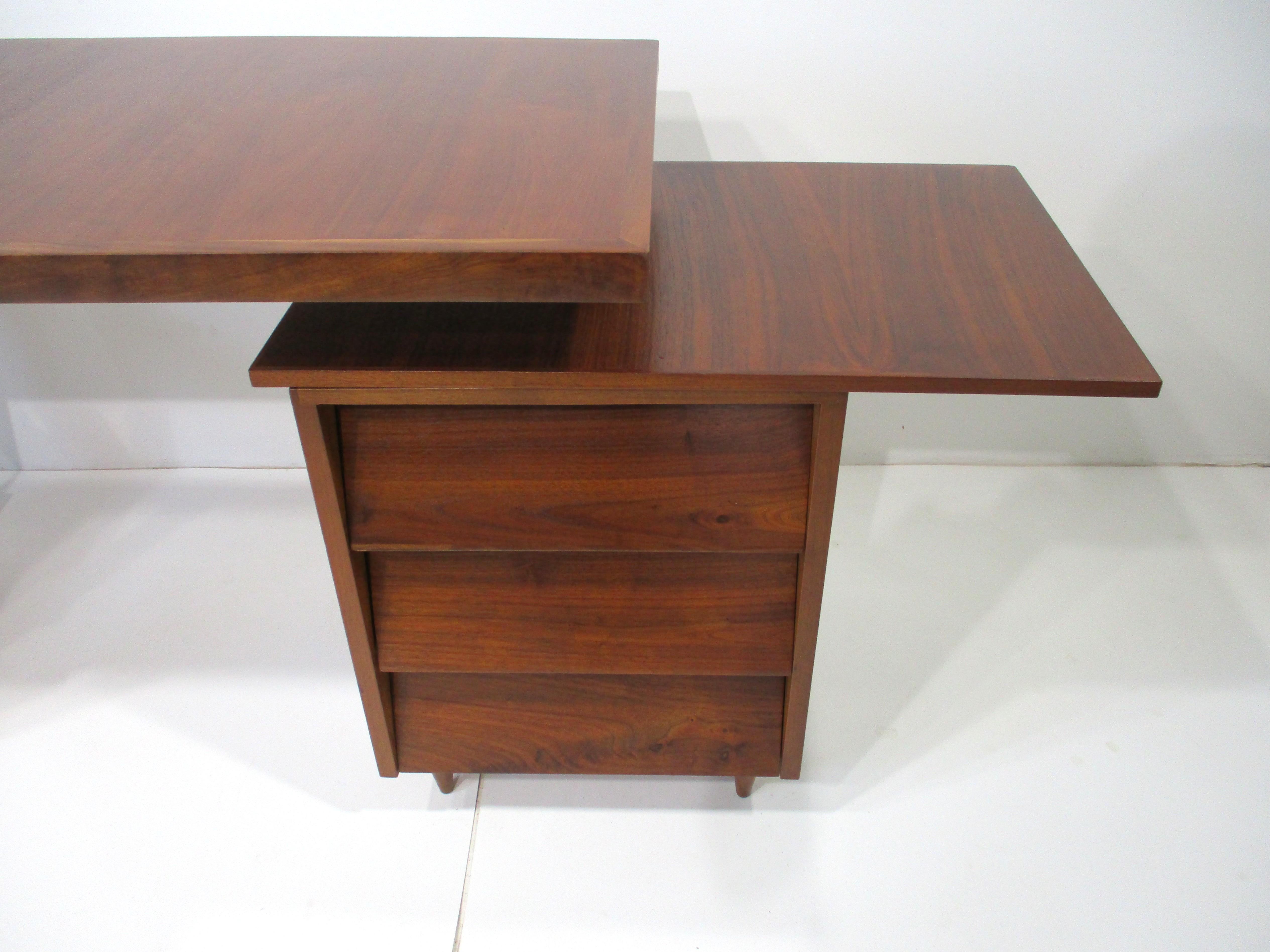 George Nakashima Styled Walnut Mid Century Swivel Desk 3