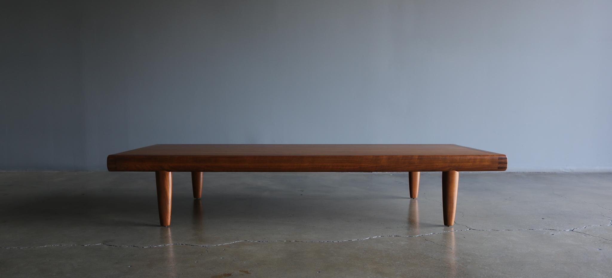 George Nakashima Sundra walnut coffee table for Widdicomb, 1959. This table has been expertly restored.