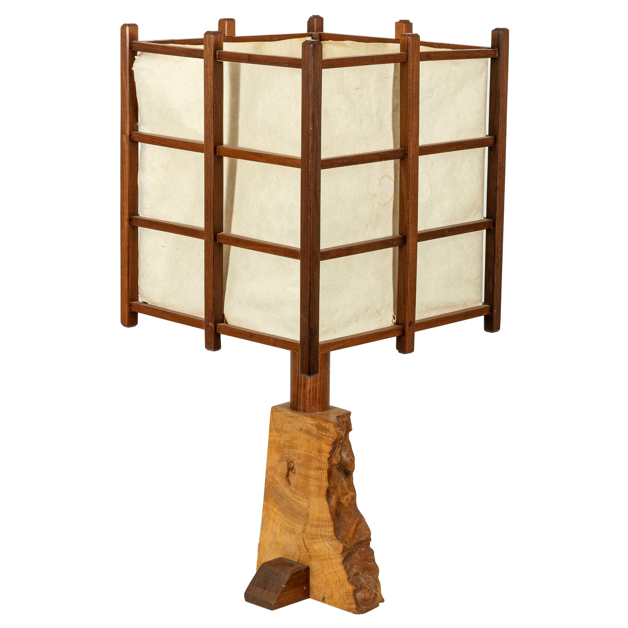 George Nakashima Style Table Lamp For Sale
