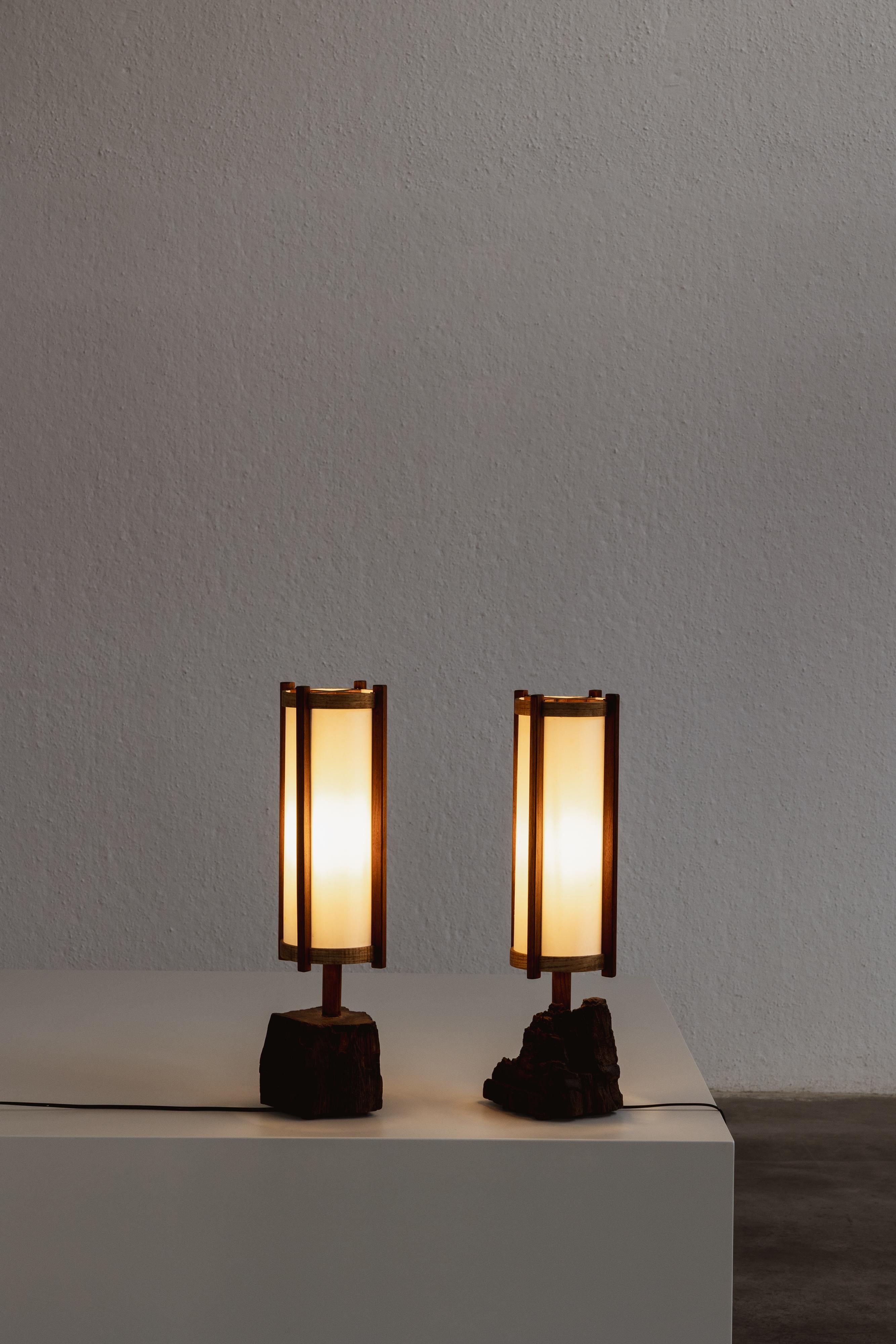 American George Nakashima Table Lamps, 1961, Set of 2 For Sale