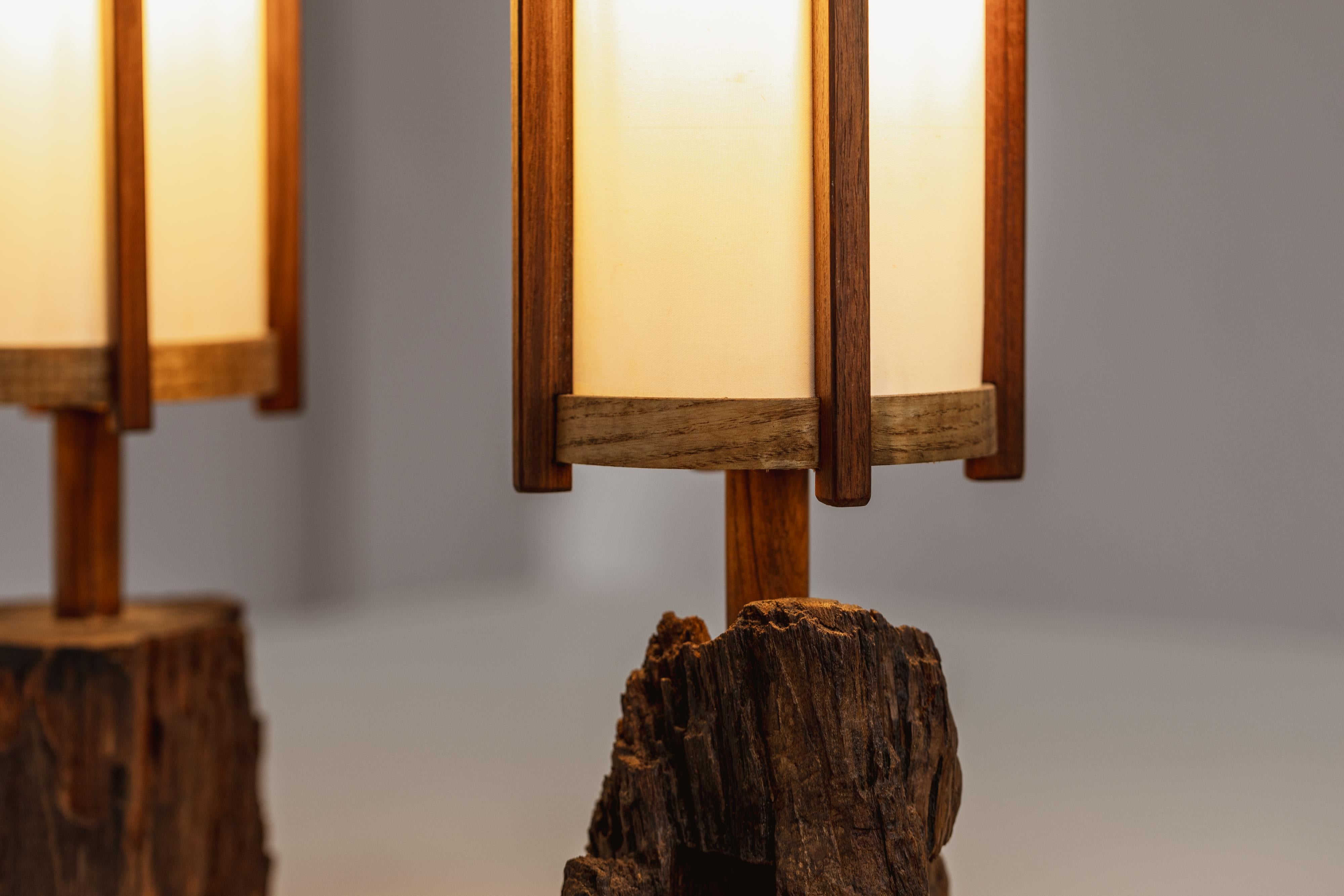 Fabric George Nakashima Table Lamps, 1961, Set of 2 For Sale