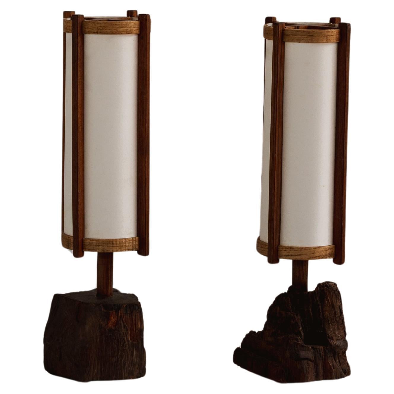 George Nakashima Table Lamps, 1961, Set of 2