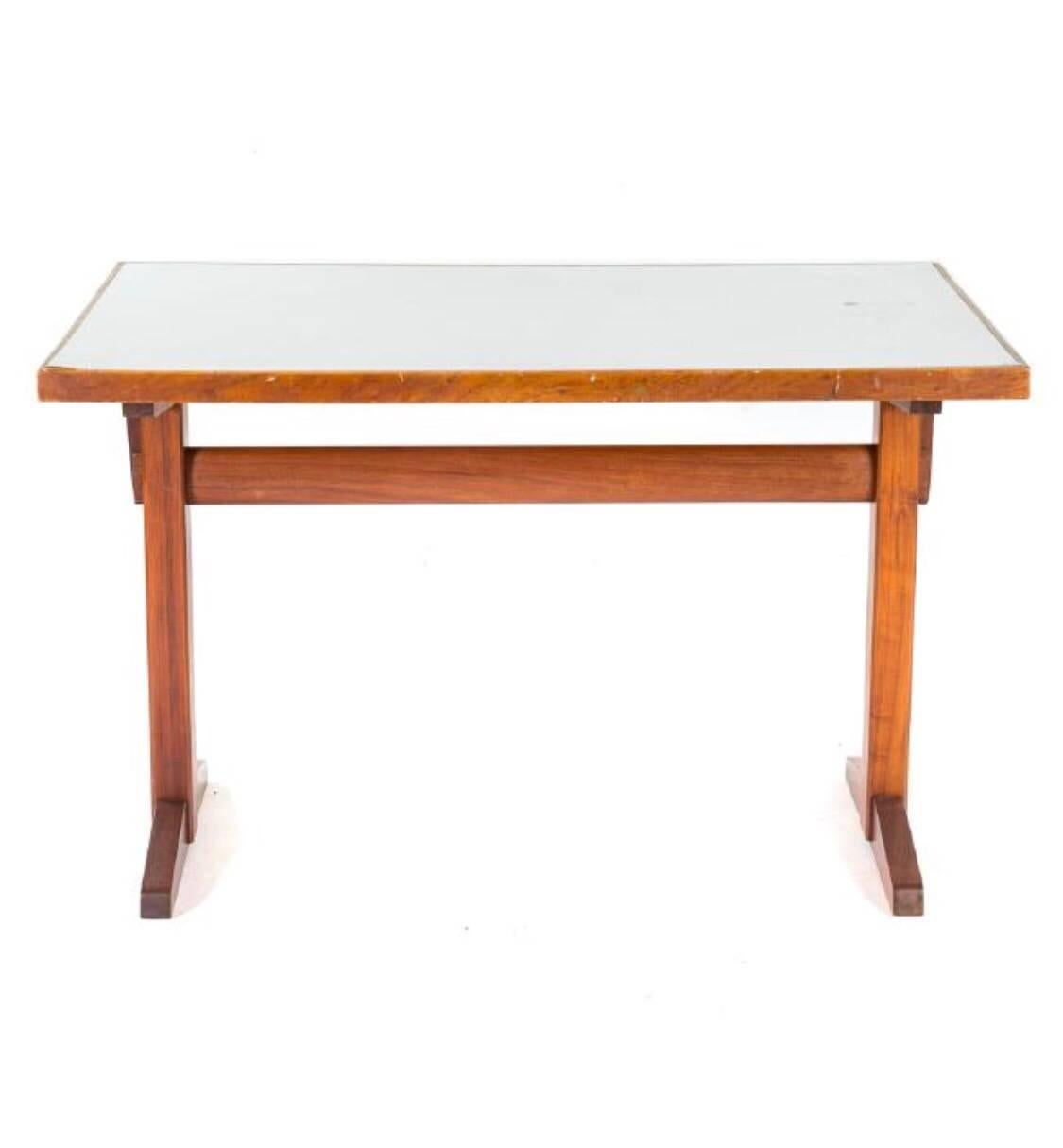 Mid-Century Modern George Nakashima Trestle Base with Desk/Table with Custom Laminate Top