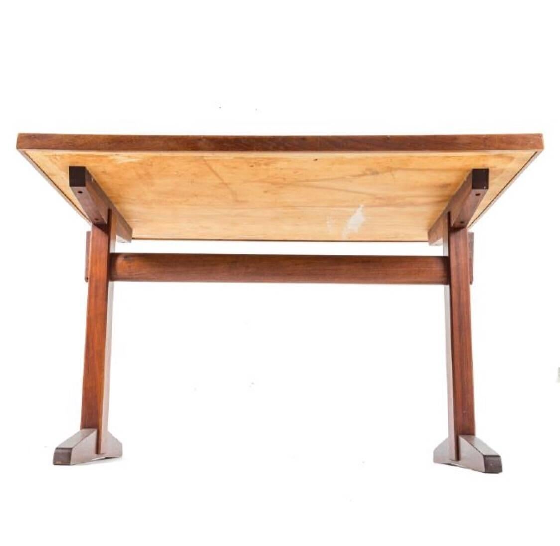 American George Nakashima Trestle Base with Desk/Table with Custom Laminate Top
