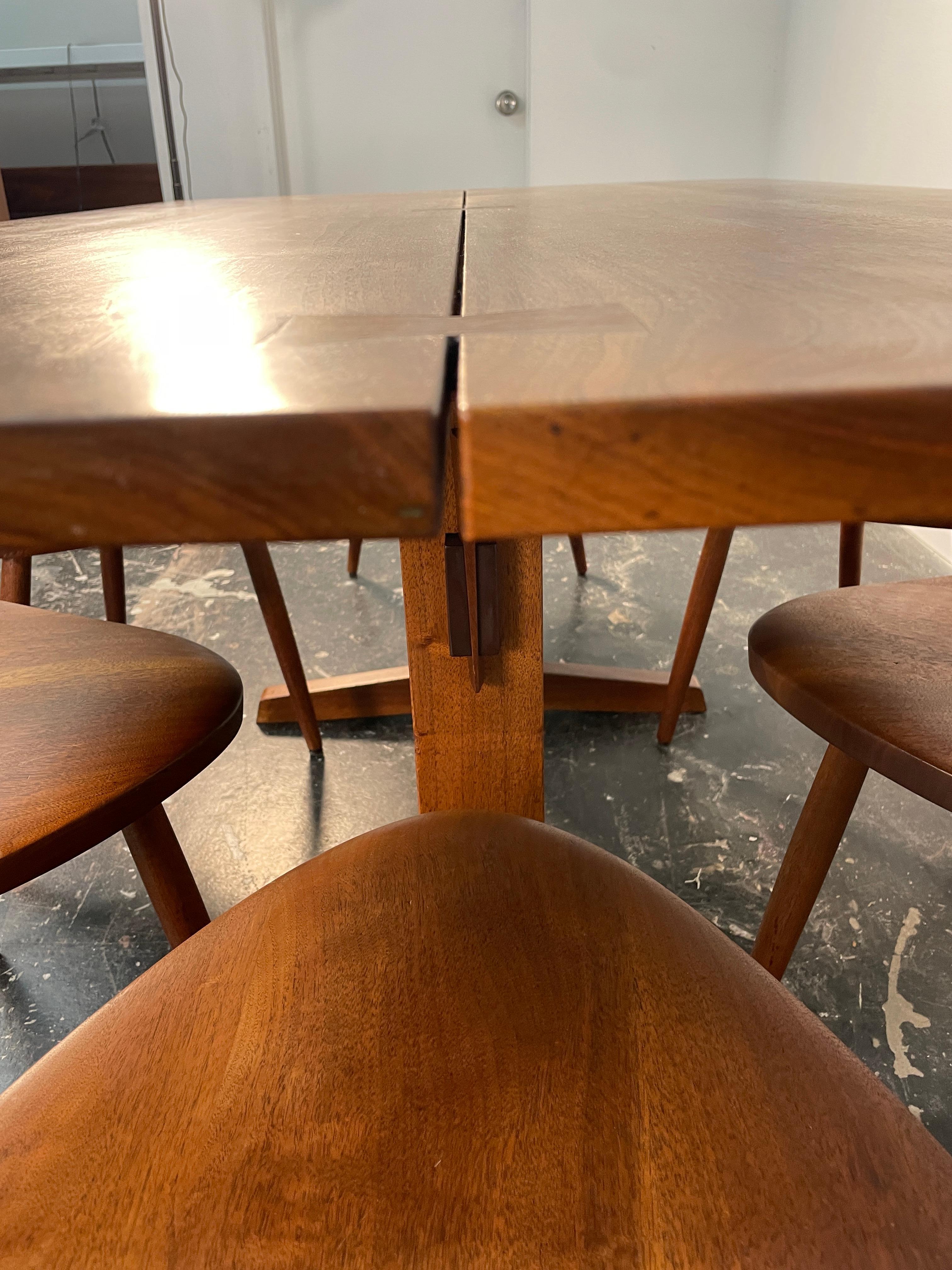 George Nakashima Trestle Table and set of 6 Mira Chairs 1