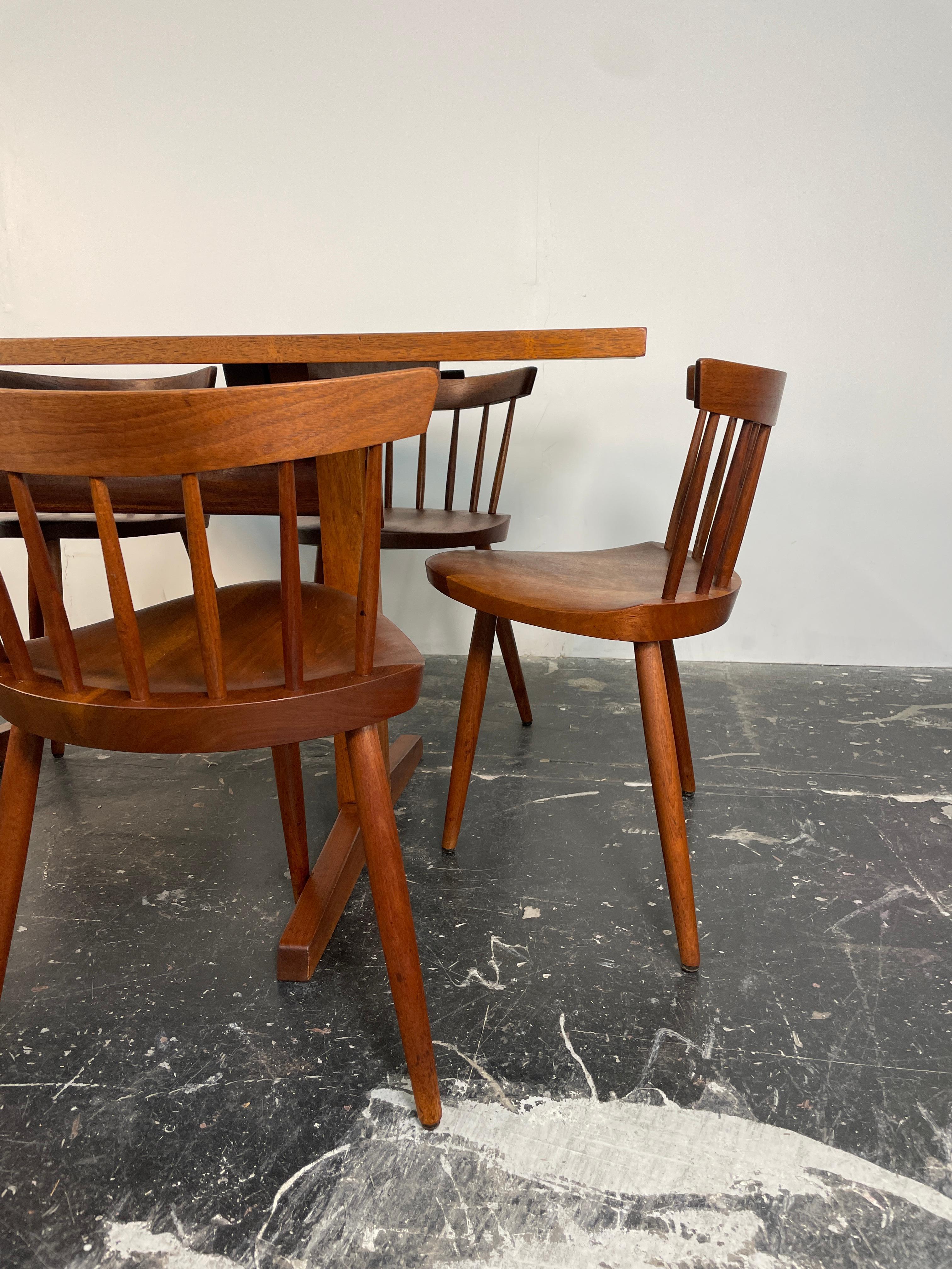 Mid-20th Century George Nakashima Trestle Table and set of 6 Mira Chairs
