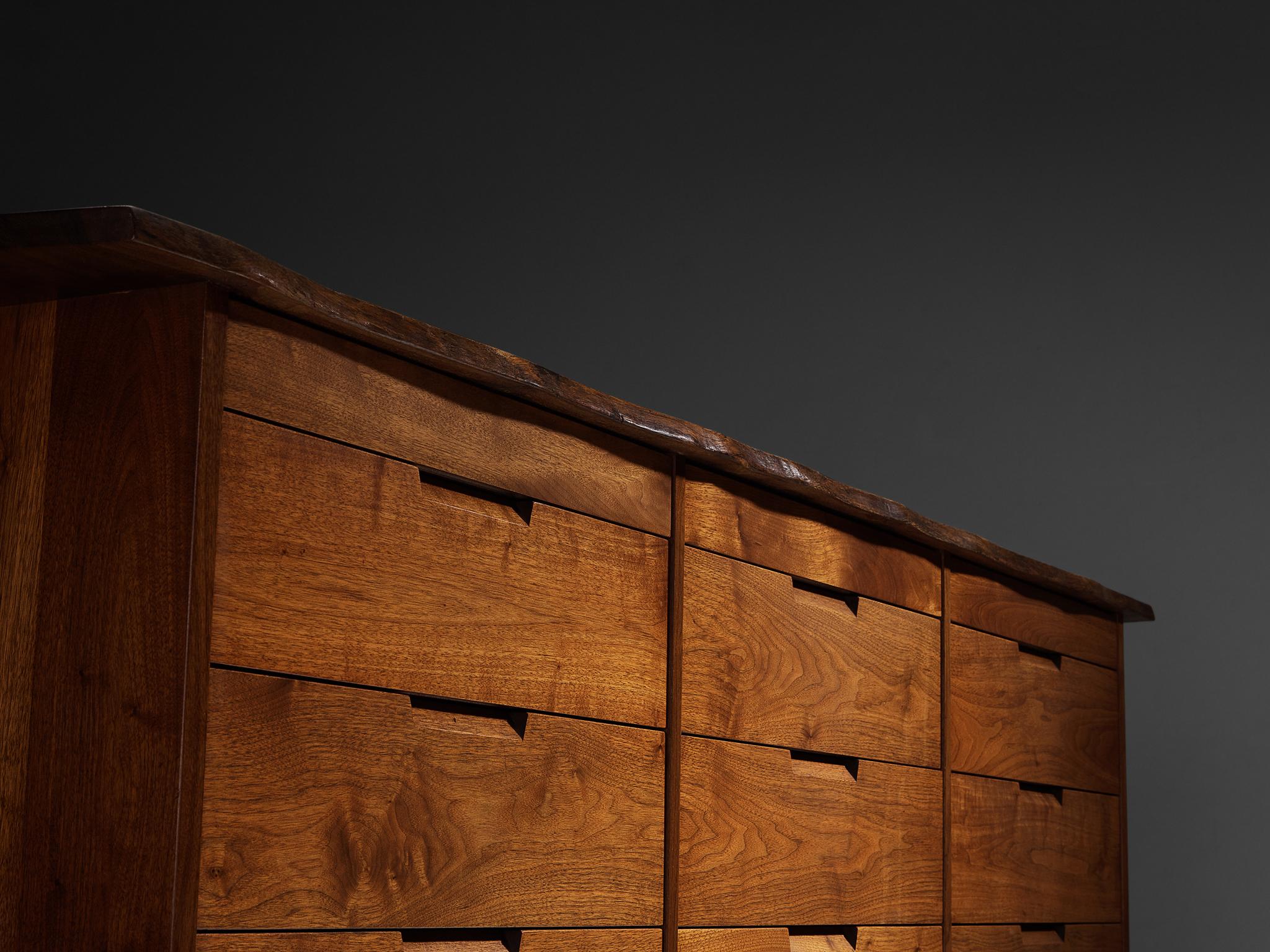 Mid-Century Modern George Nakashima Triple Chest of Drawers in American Black Walnut & Laurel