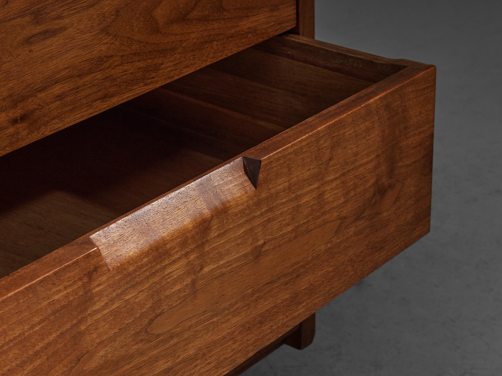 George Nakashima Triple Chest of Drawers in American Black Walnut & Laurel In Good Condition In Waalwijk, NL