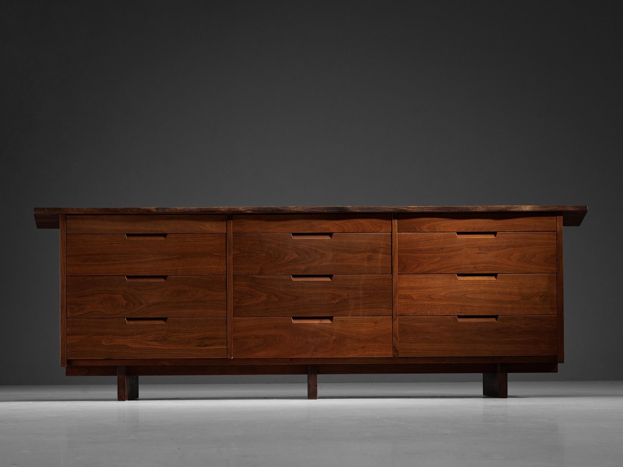 Mid-20th Century George Nakashima Triple Chest of Drawers in American Black Walnut & Laurel  For Sale
