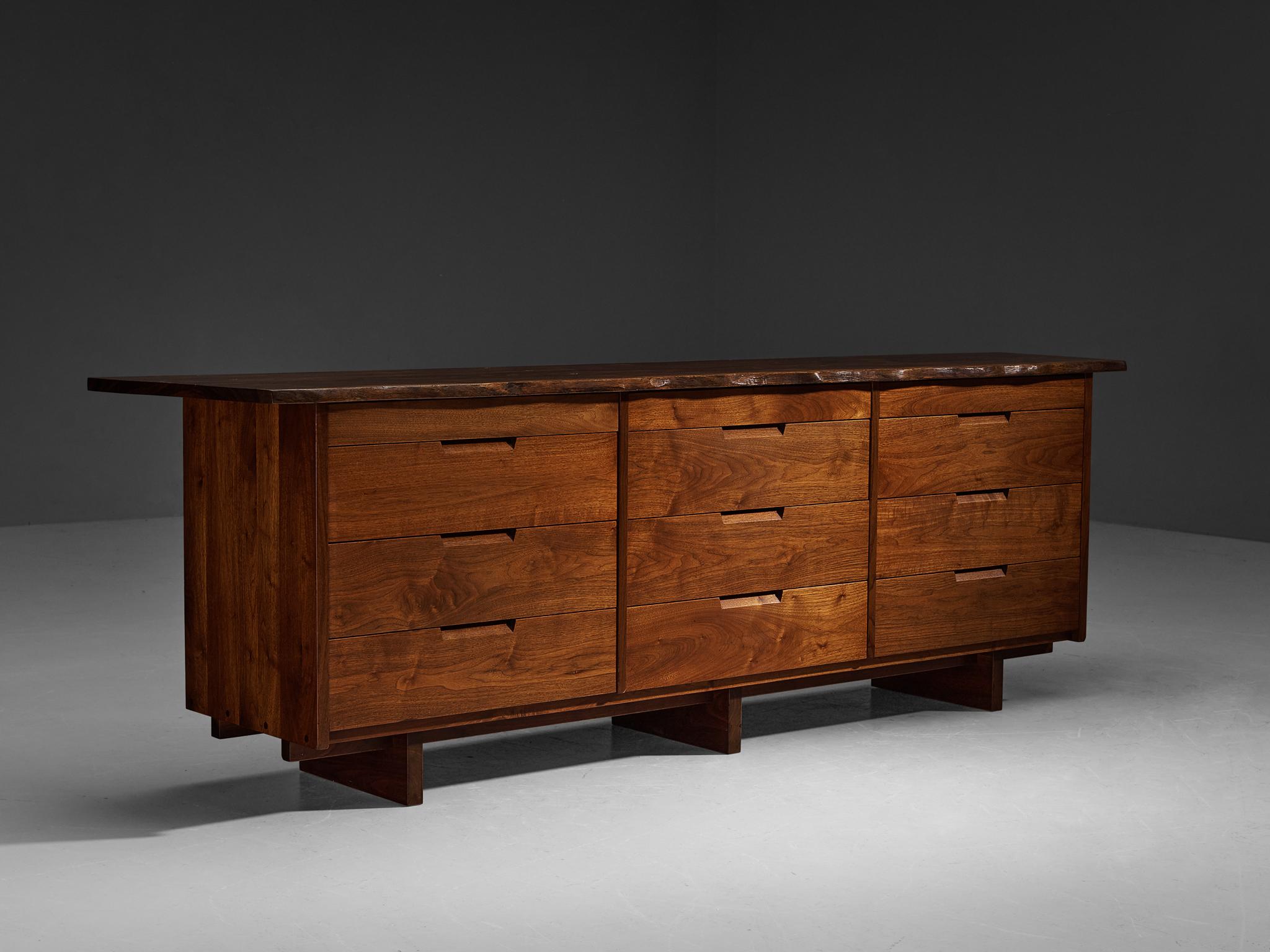 George Nakashima Triple Chest of Drawers in American Black Walnut & Laurel  For Sale 2