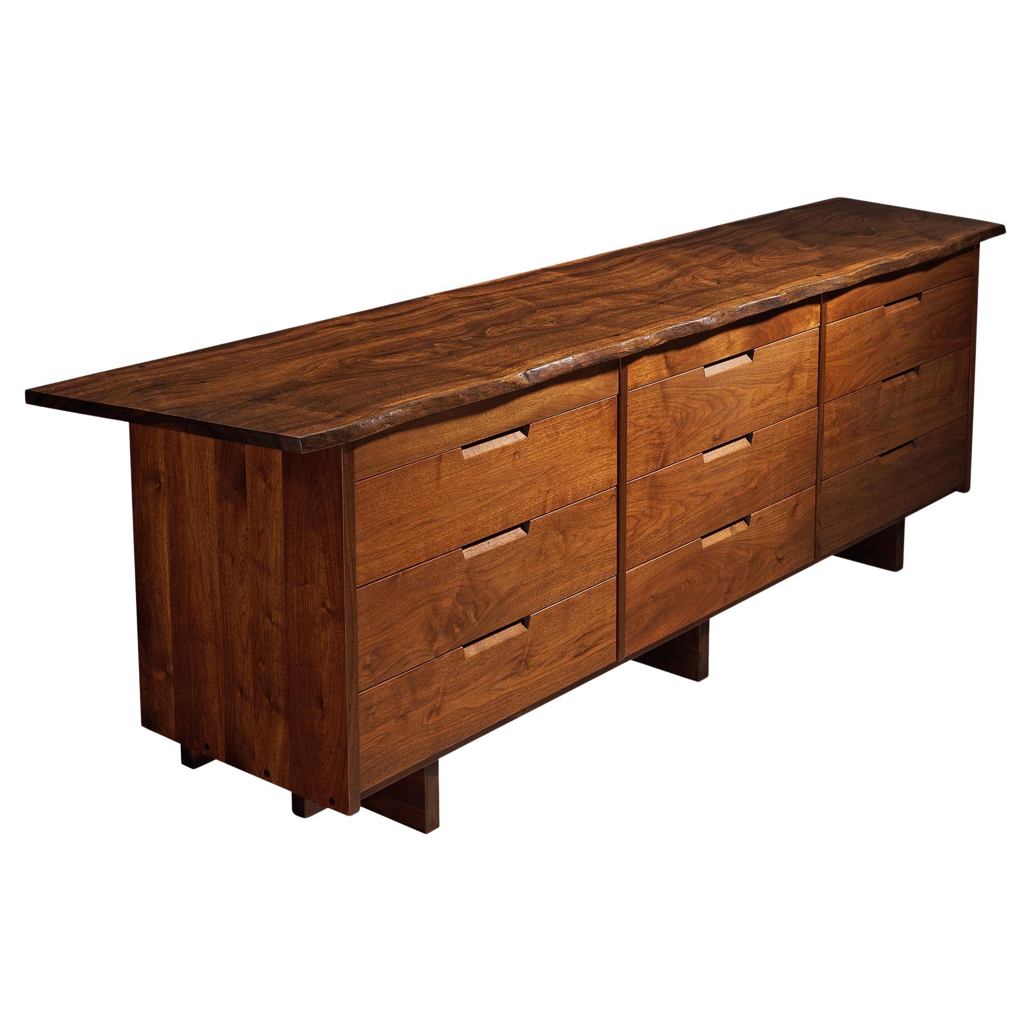 George Nakashima Triple Chest of Drawers in American Black Walnut & Laurel  For Sale