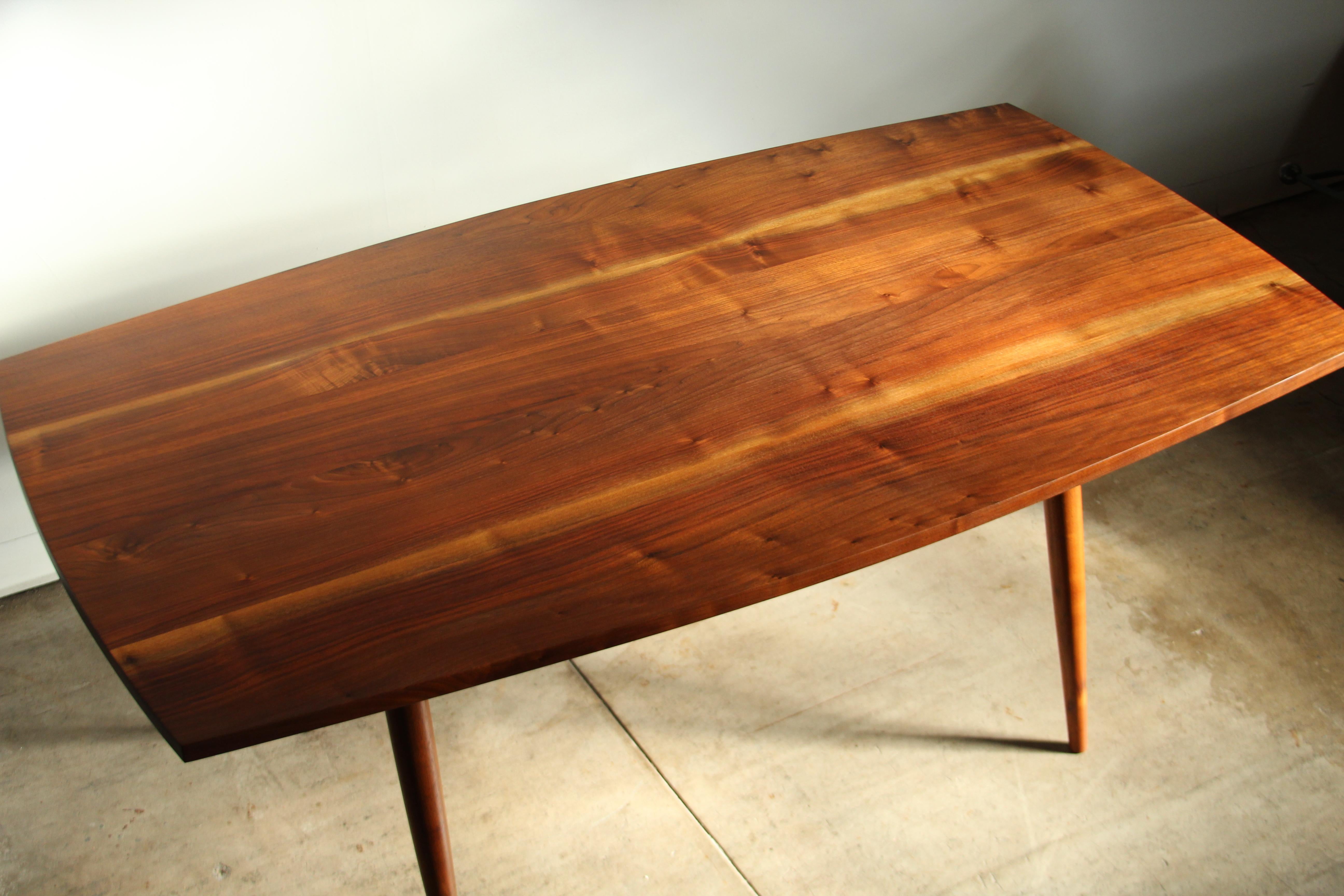 American George Nakashima “Turned Leg” Walnut Sap Grain Dining Table, 1957 For Sale