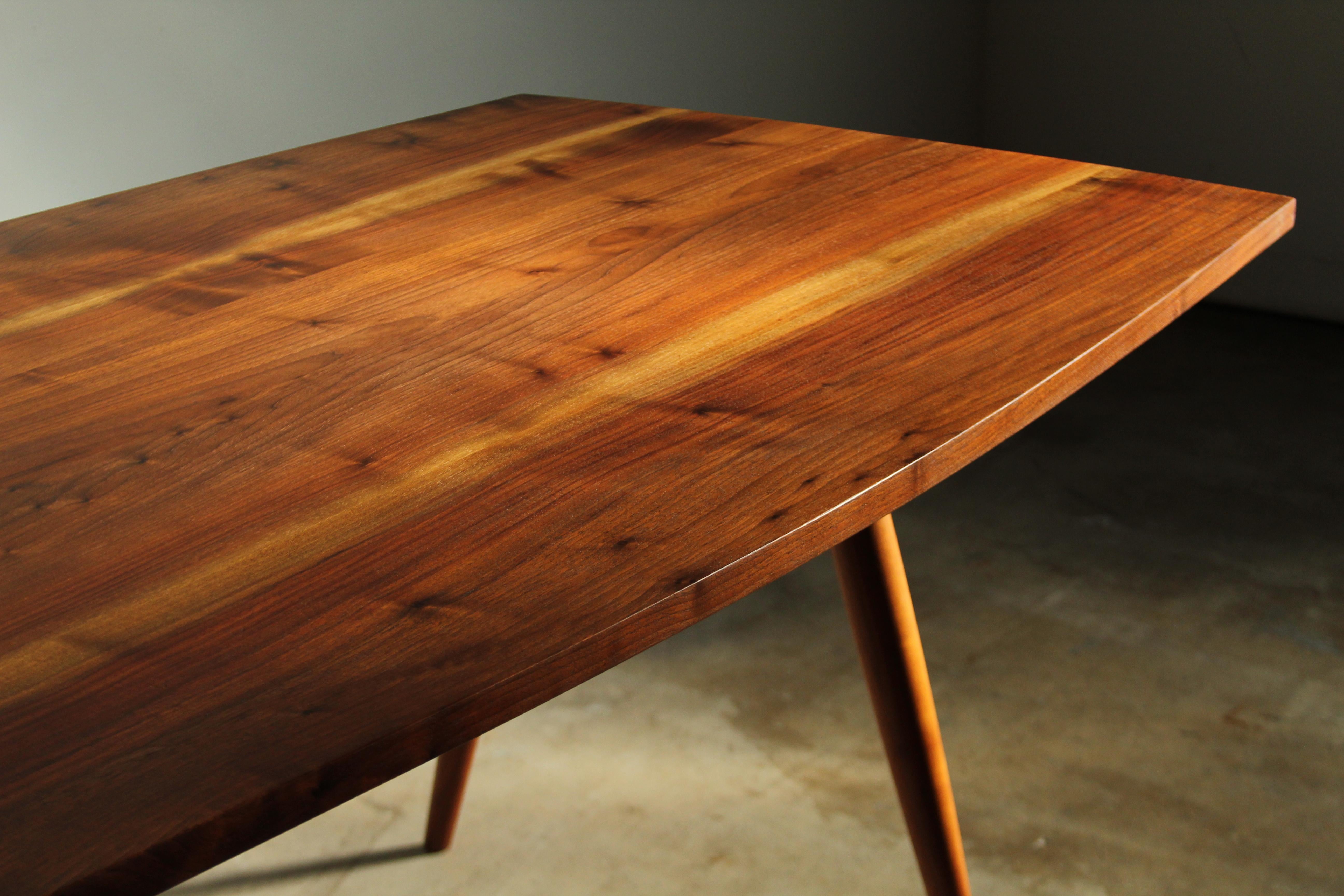 George Nakashima “Turned Leg” Walnut Sap Grain Dining Table, 1957 For Sale 1